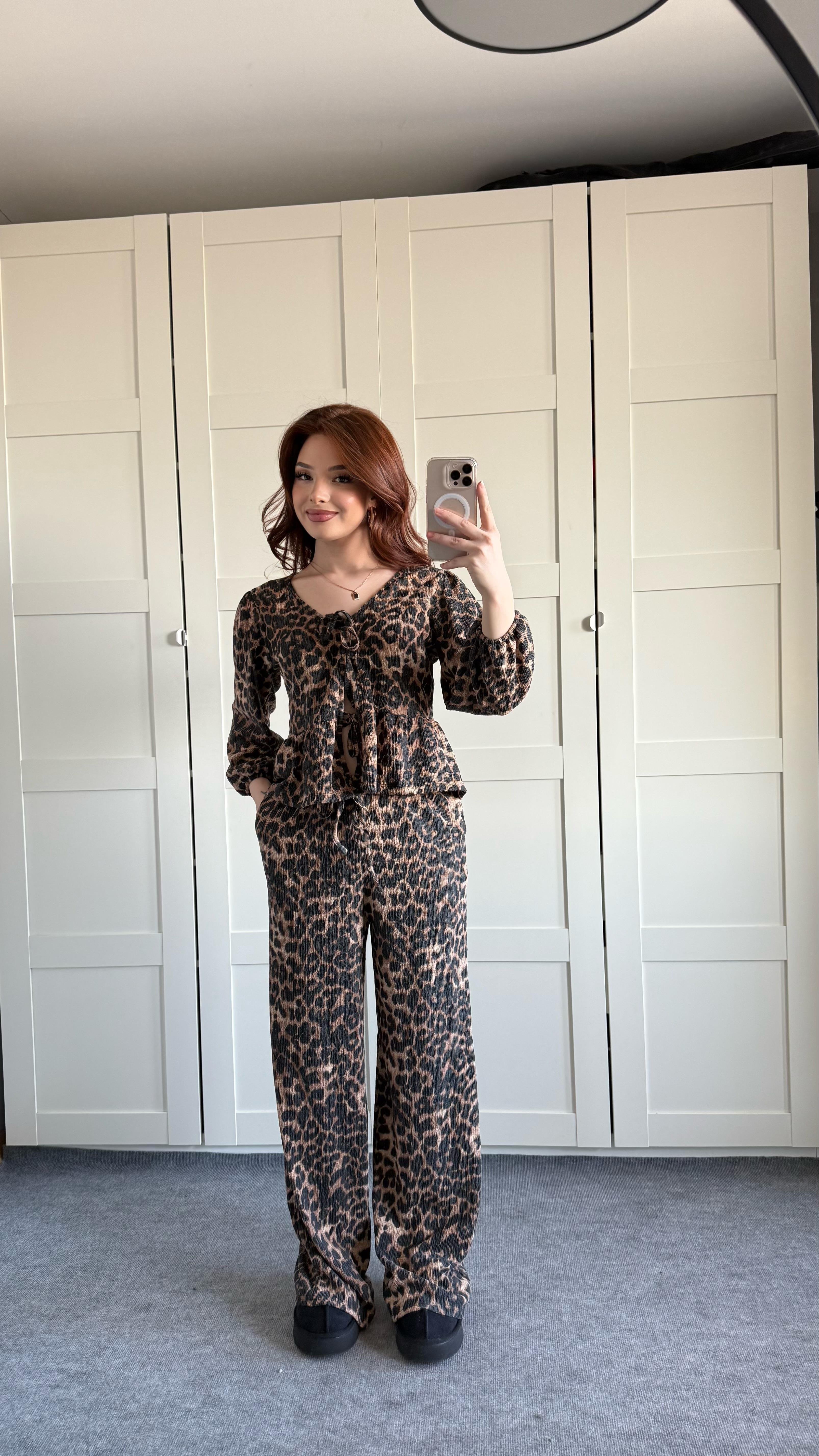 Leopar gömlek pantolon Takım 