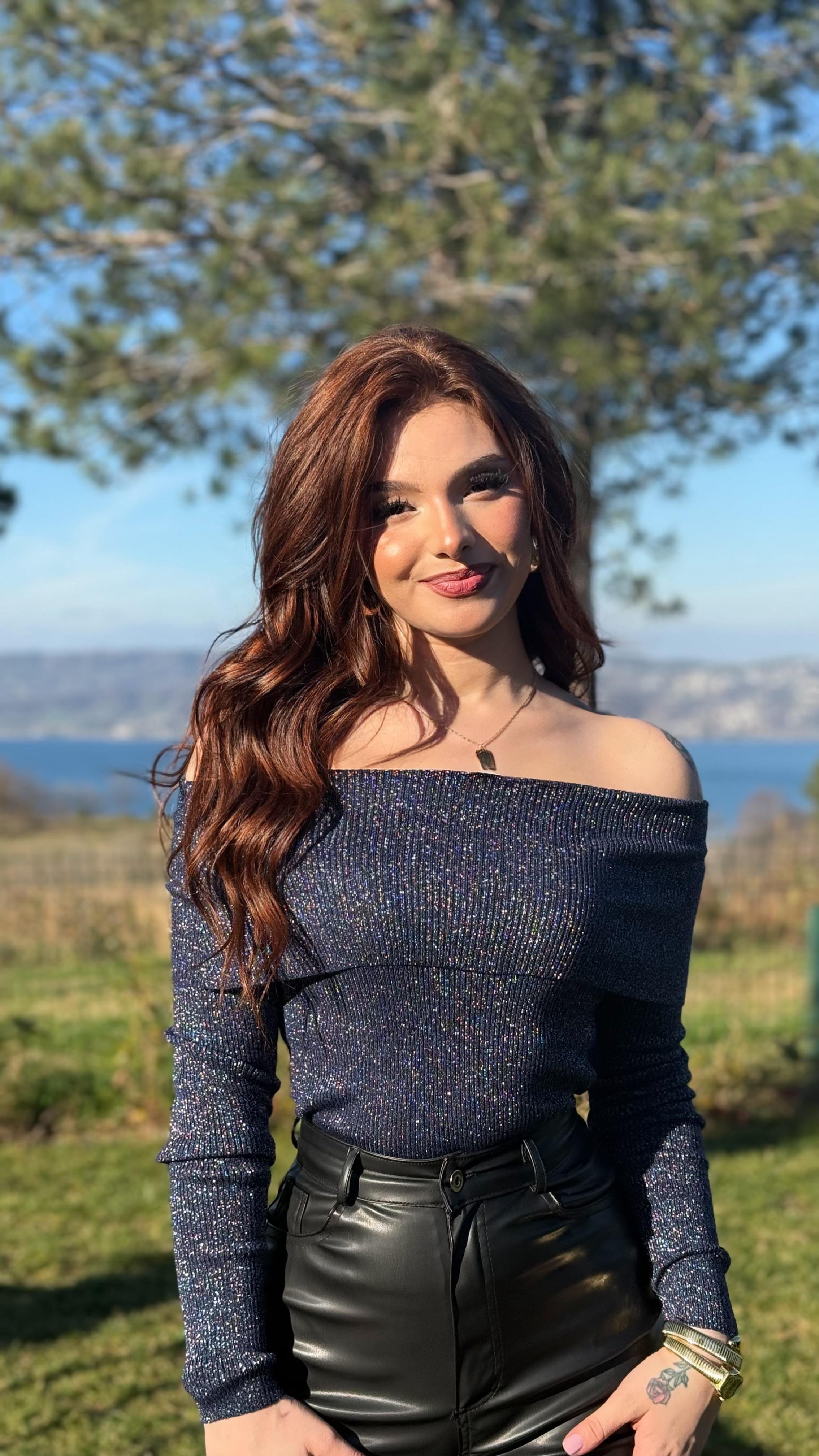 Madonna Yaka Simli Kazak Lacivert 