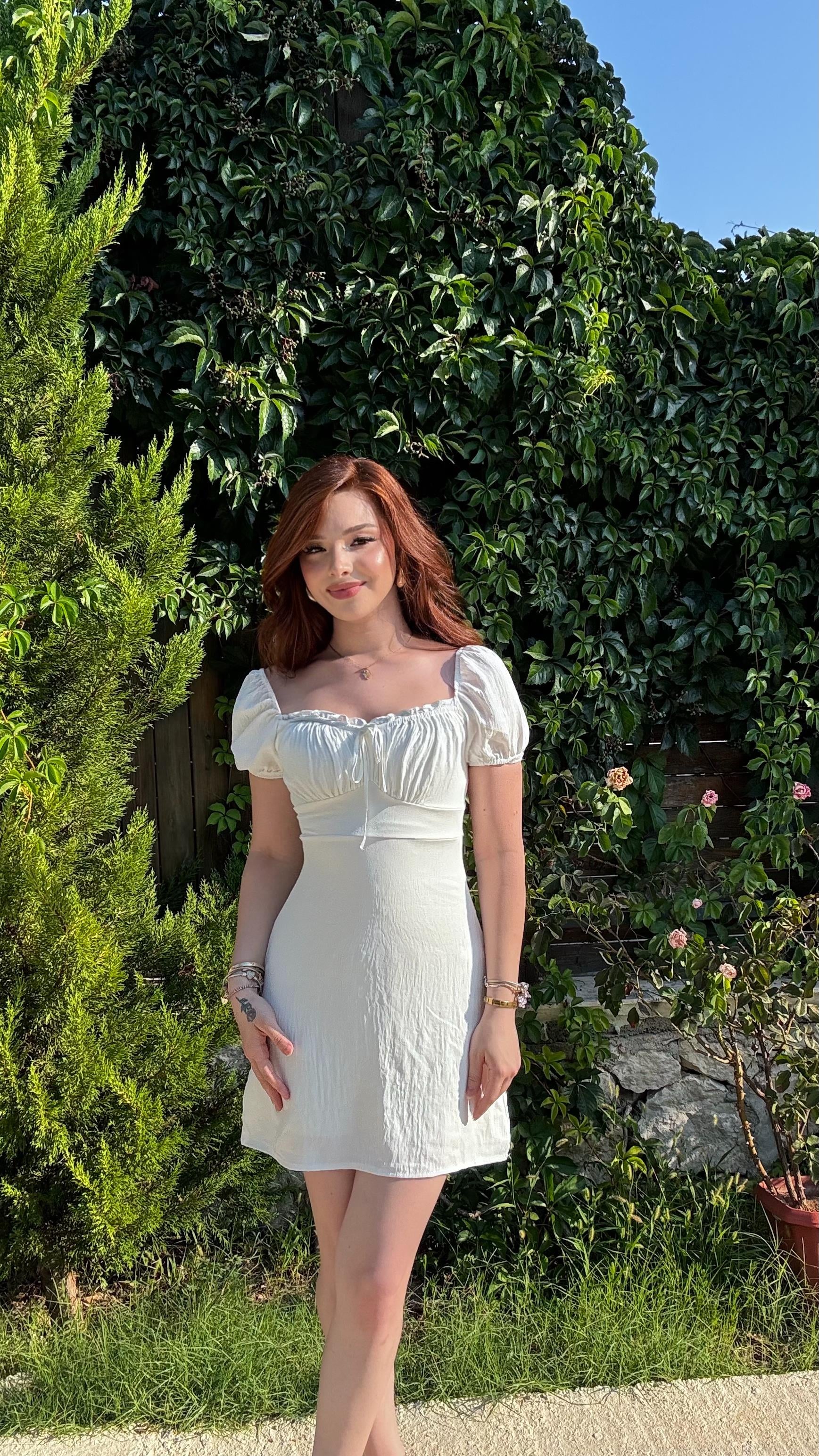 Maria Mini Elbise Beyaz