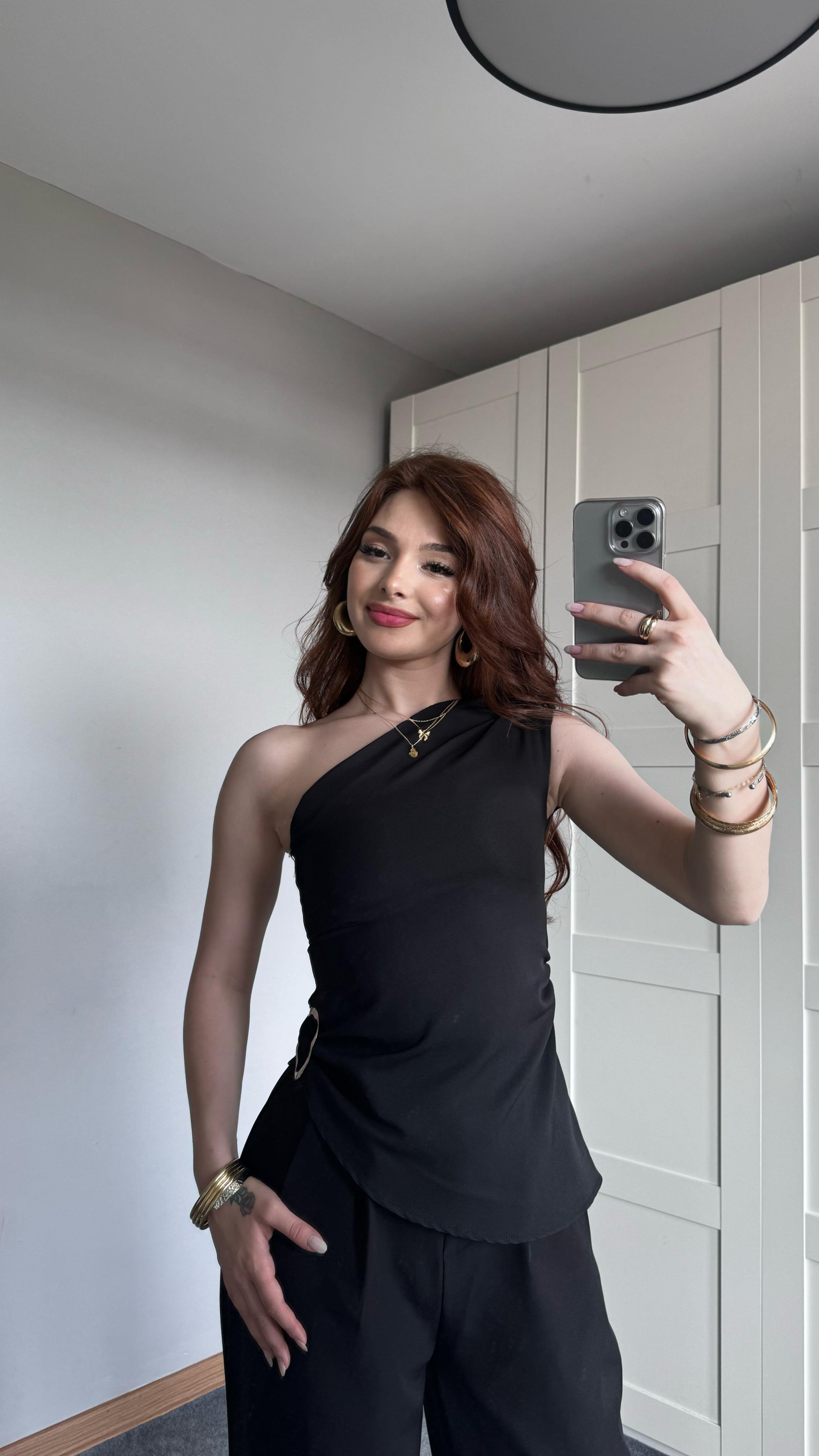 Marka Gümüş Toka Bluz Siyah