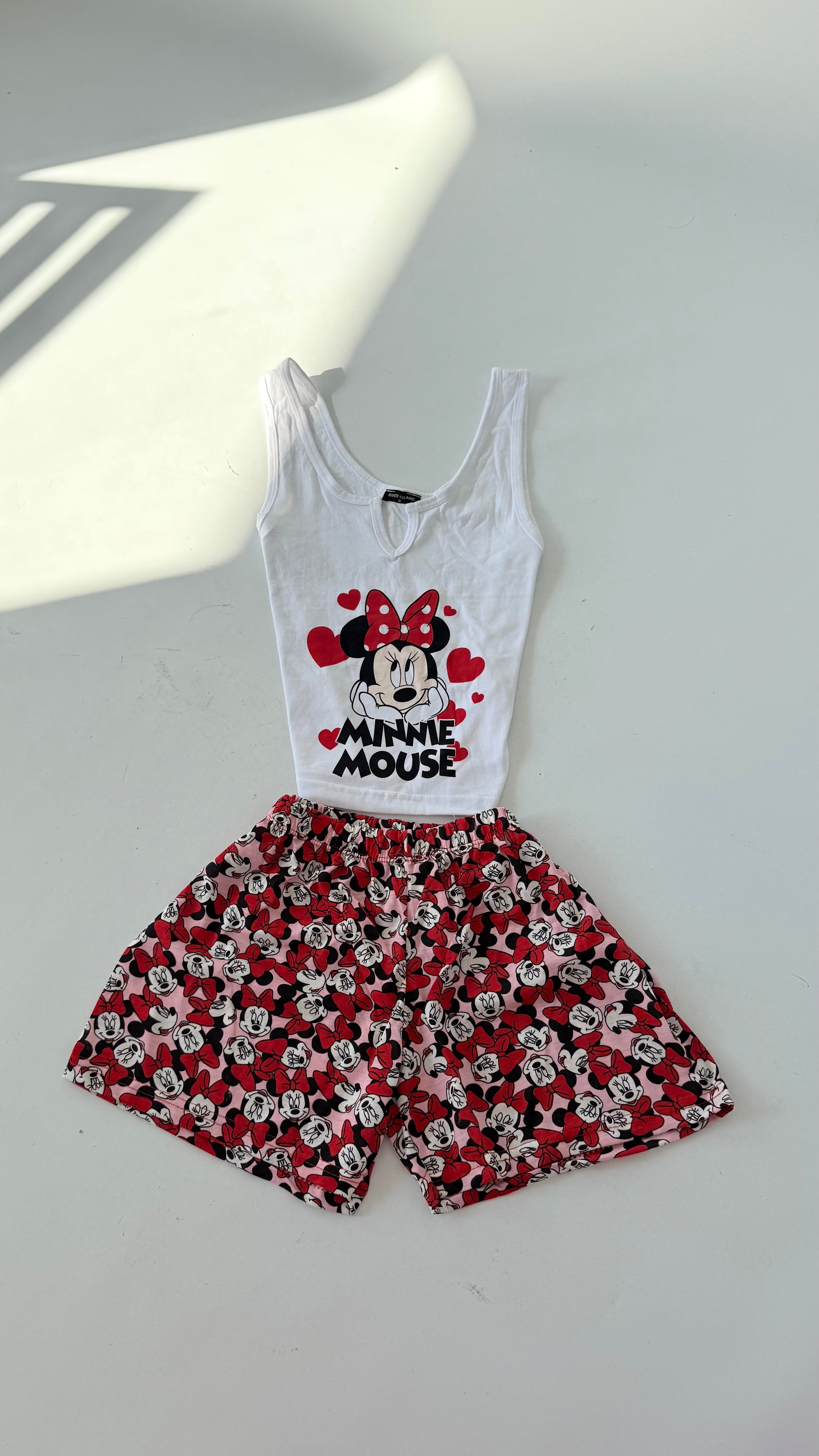 Minnie Mouse Şort Takım Kırmızı