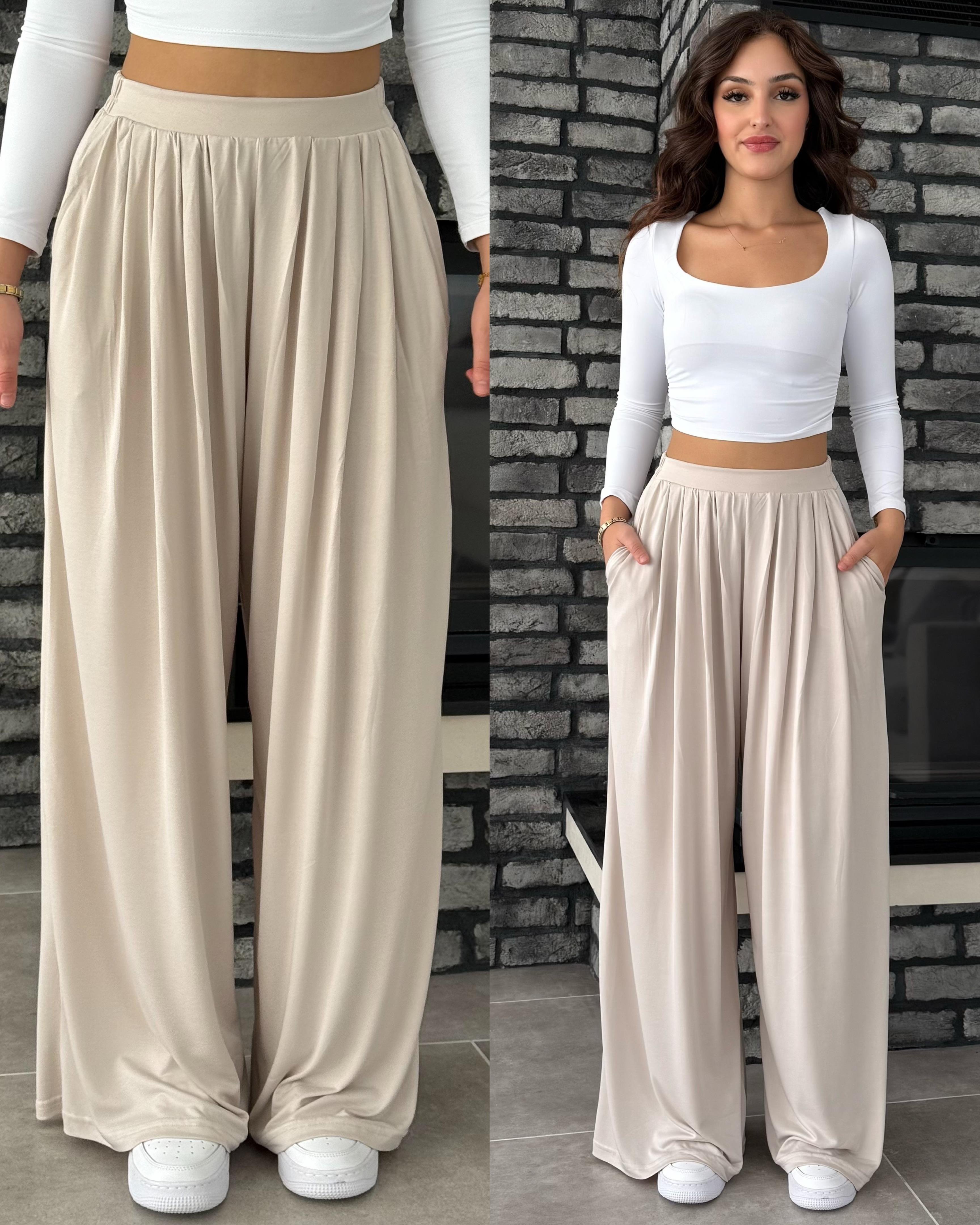 Oys. Modal Karışımlı Dökümlü Pantolon Bej