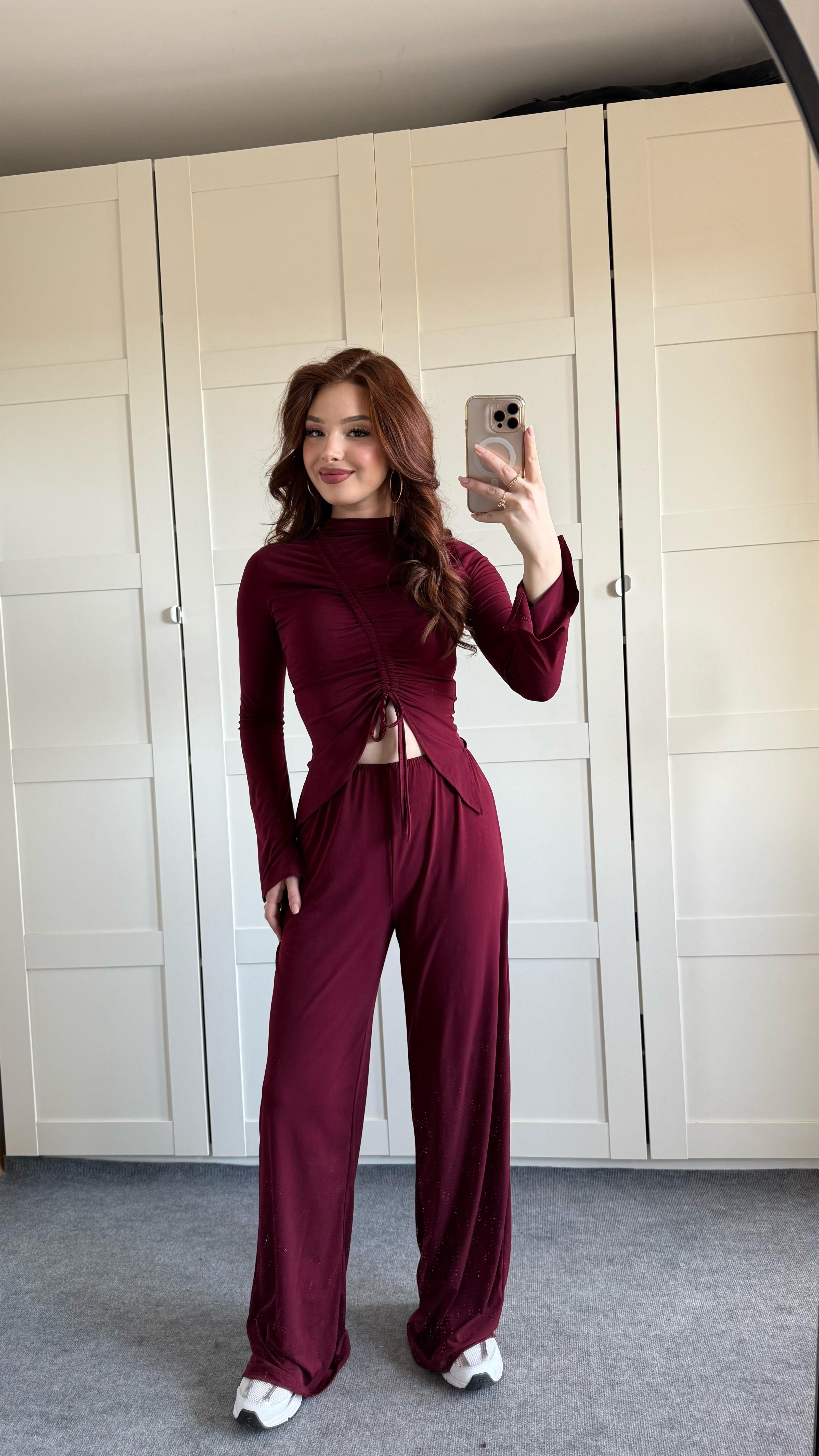 Sandy Büzgülü Takım Bordo
