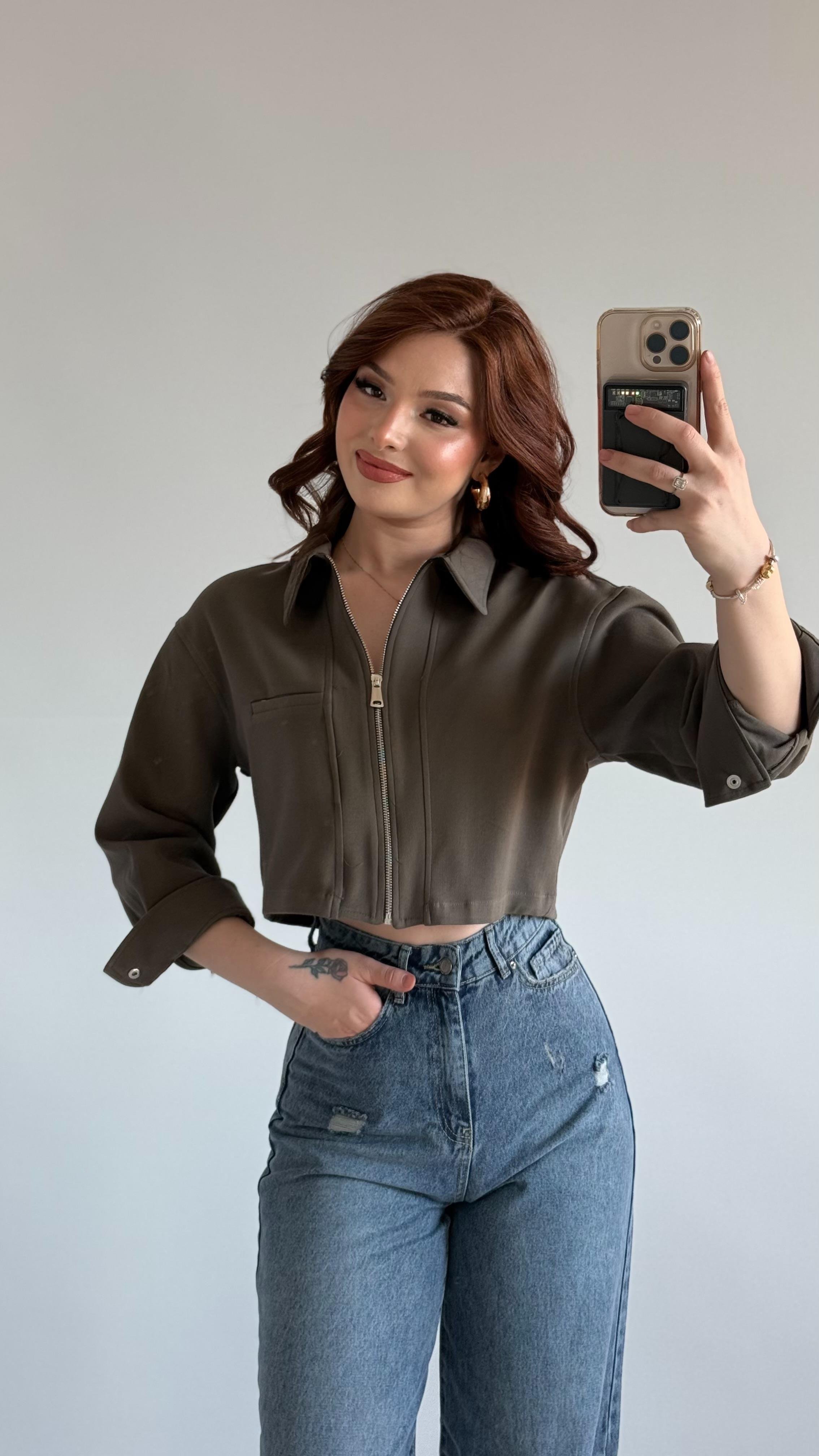 Zara Haki Crop Ceket