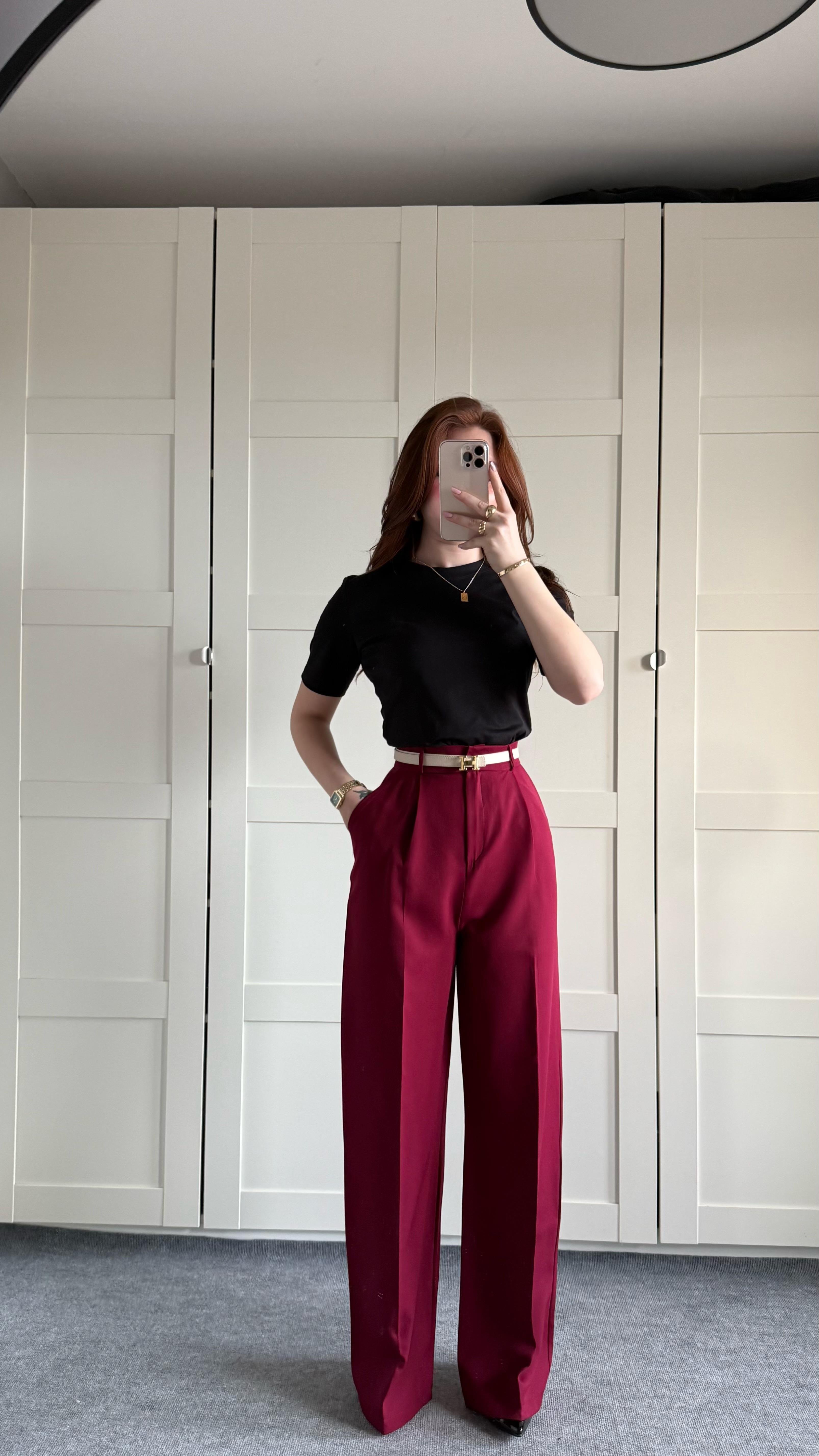 Zara Plazzo Pantolon Bordo