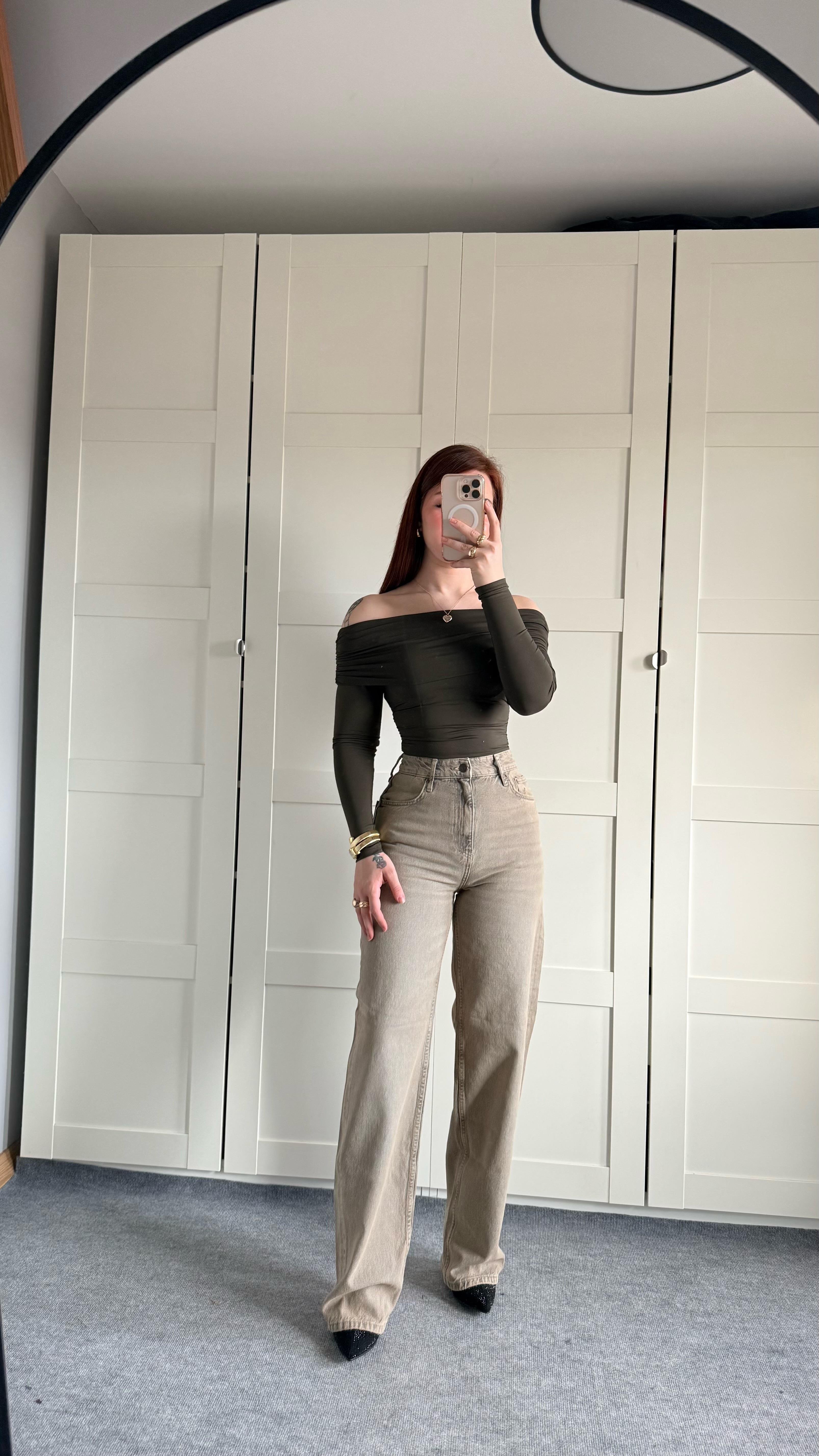 Zara Sarı Tintli Eskitme Pantolon