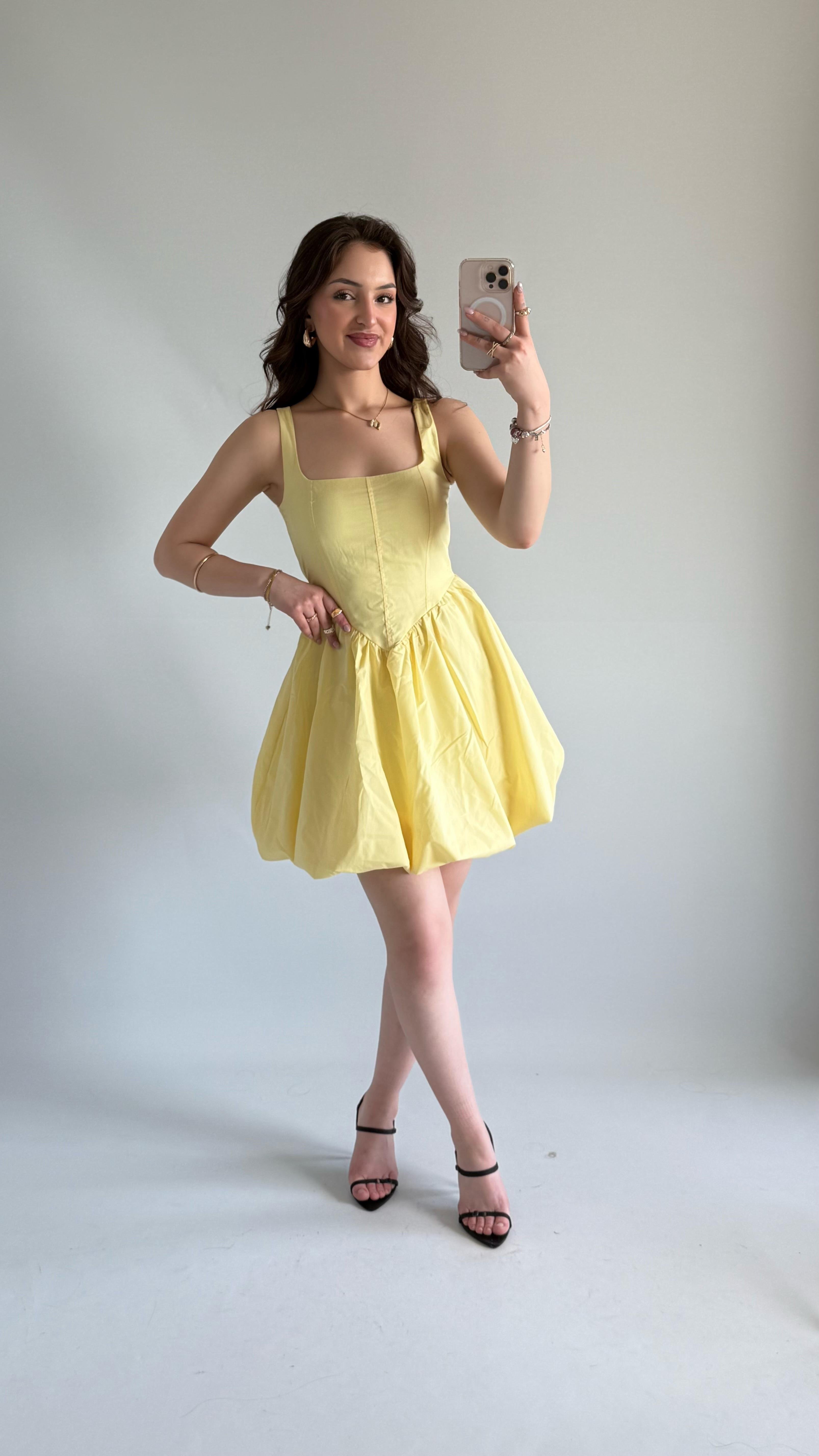 Zeri Balon Elbise Sarı