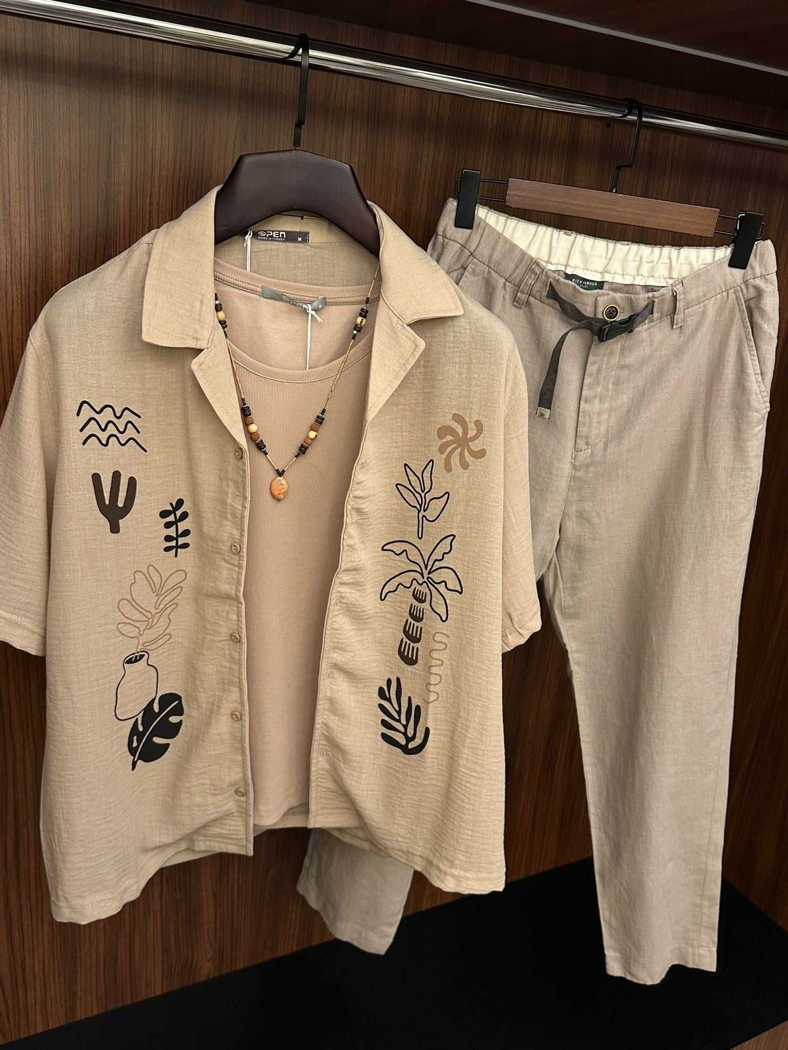 Çiçek Desenli %100 Cotton Kısa Kollu Gömlek