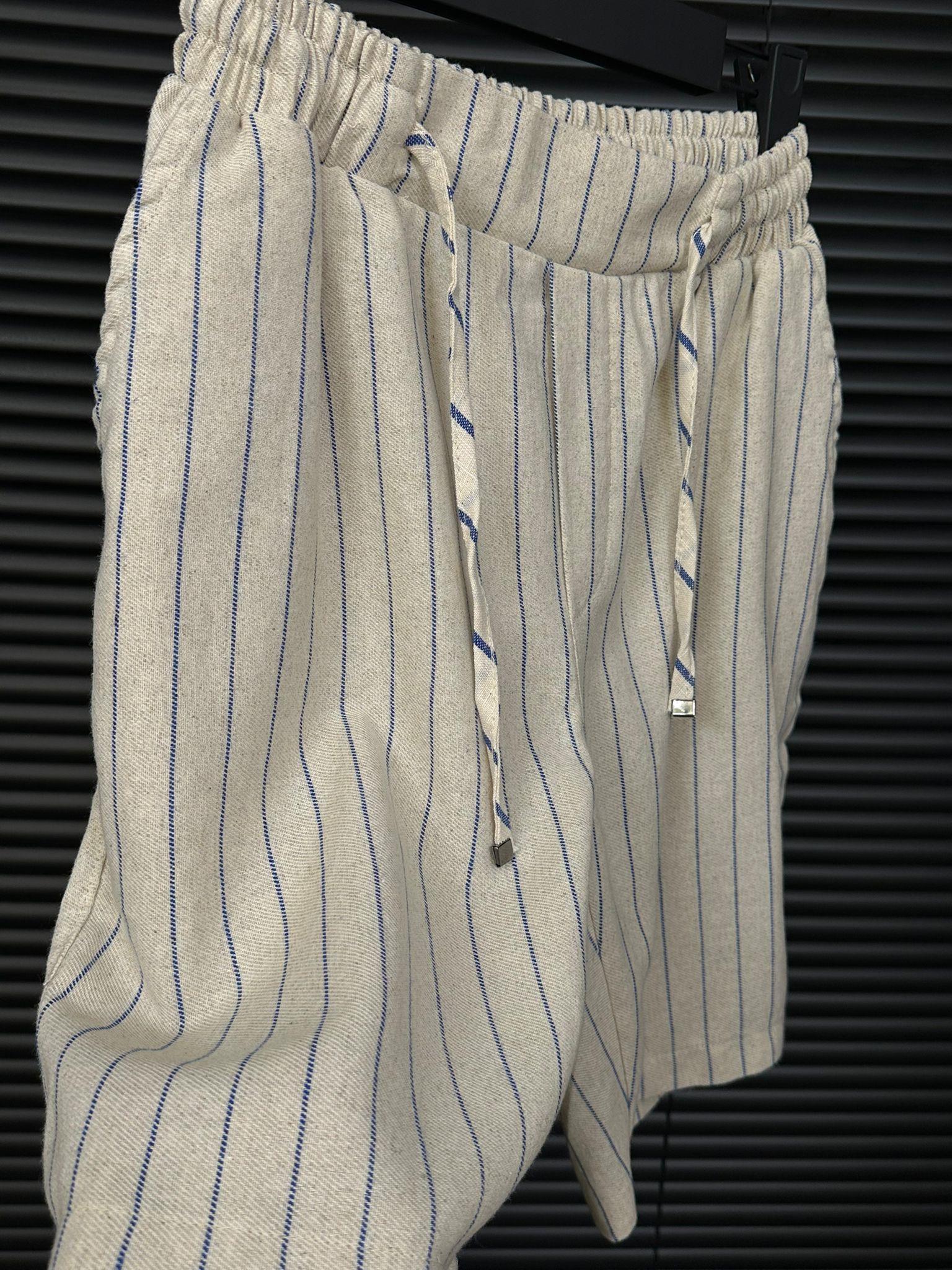 Çizgili Bel Lastikli %100 Cotton Şort