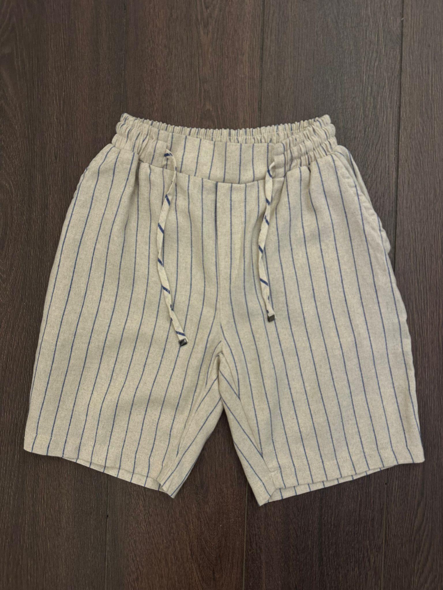 Çizgili Bel Lastikli %100 Cotton Şort