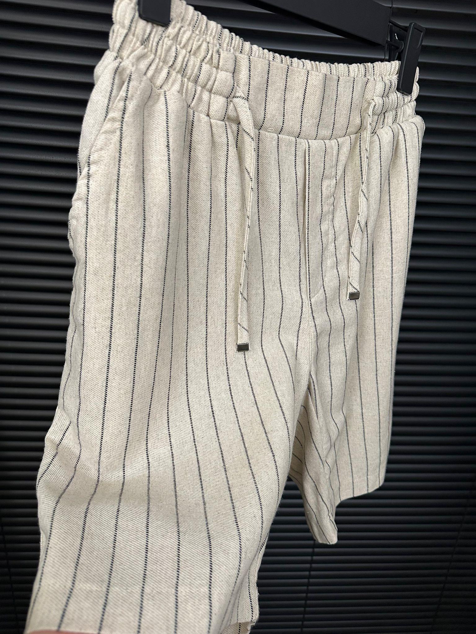 Çizgili Bel Lastikli %100 Cotton Şort