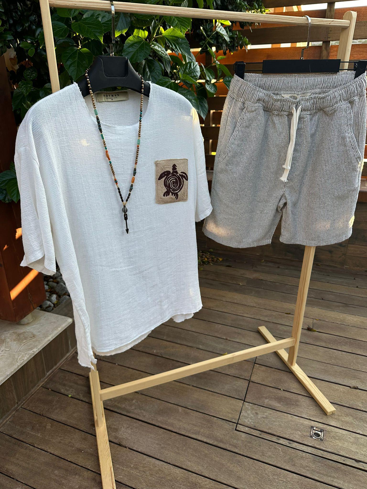 Kaplumbağa Logolu %100 Pamuk Oversize T-Shirt - Bej