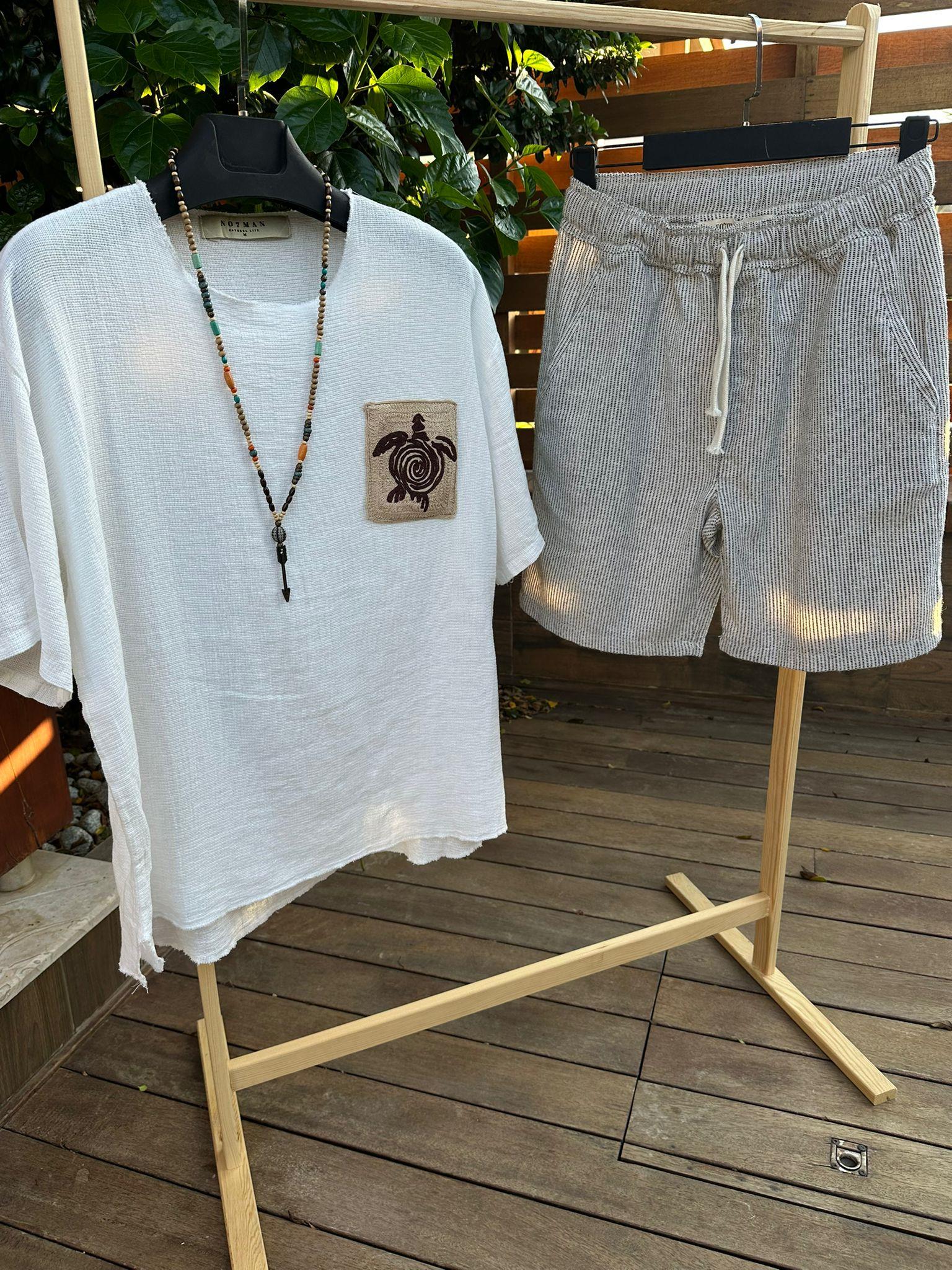 Kaplumbağa Logolu %100 Pamuk Oversize T-Shirt - Bej