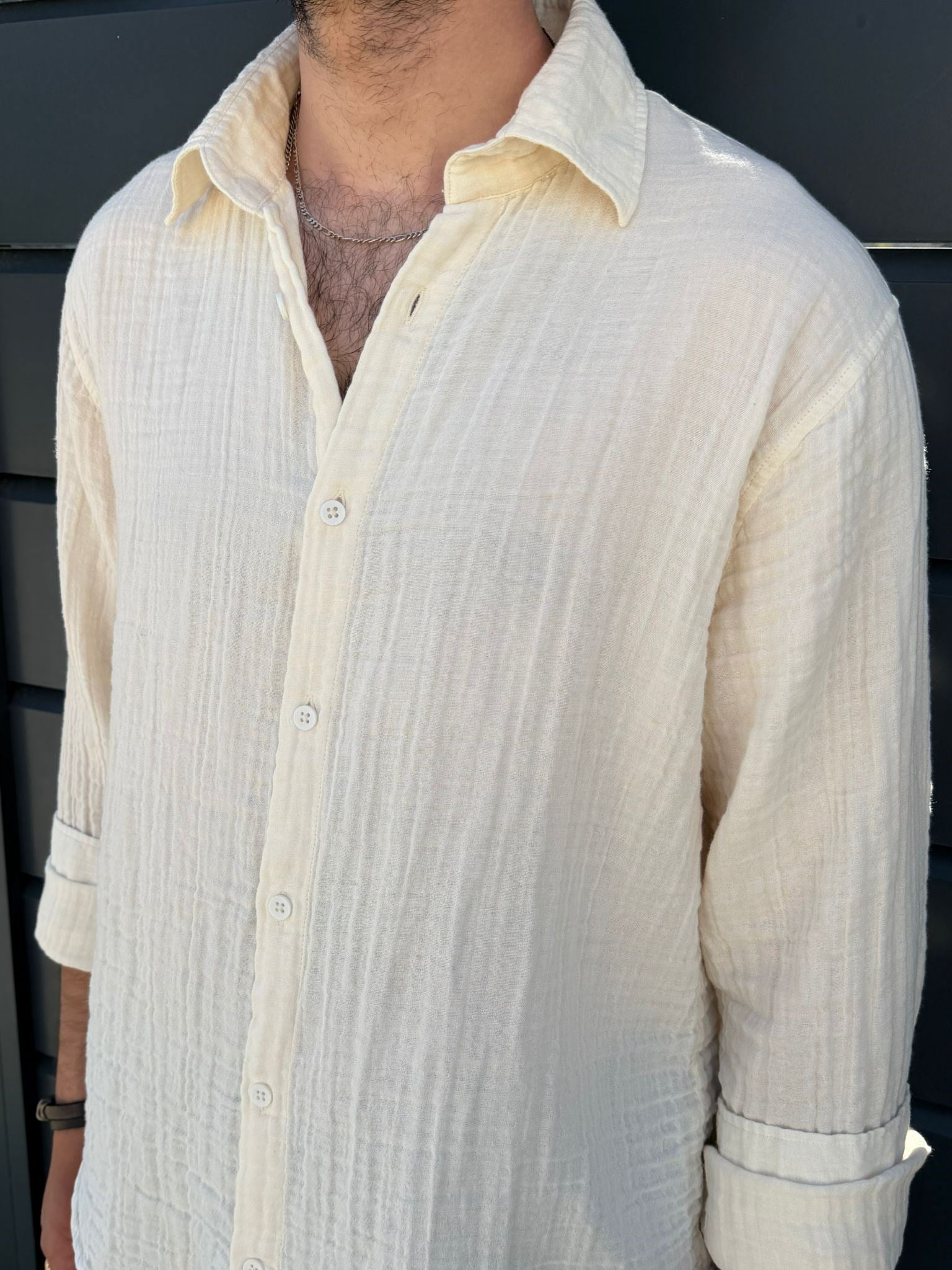 Mikonos Cep Detaylı Basic Müslin Gömlek