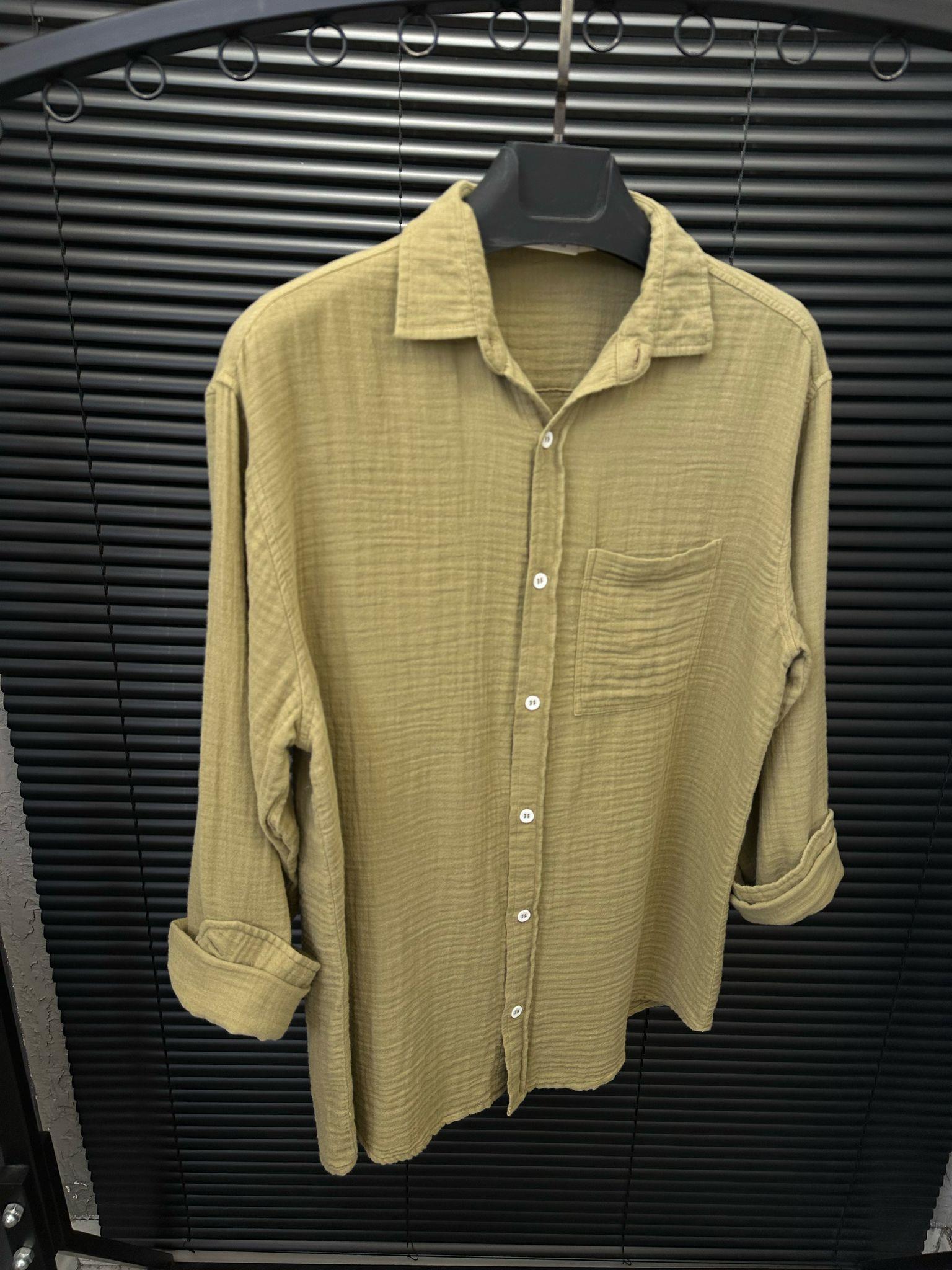 Mikonos Cep Detaylı Basic Müslin Gömlek