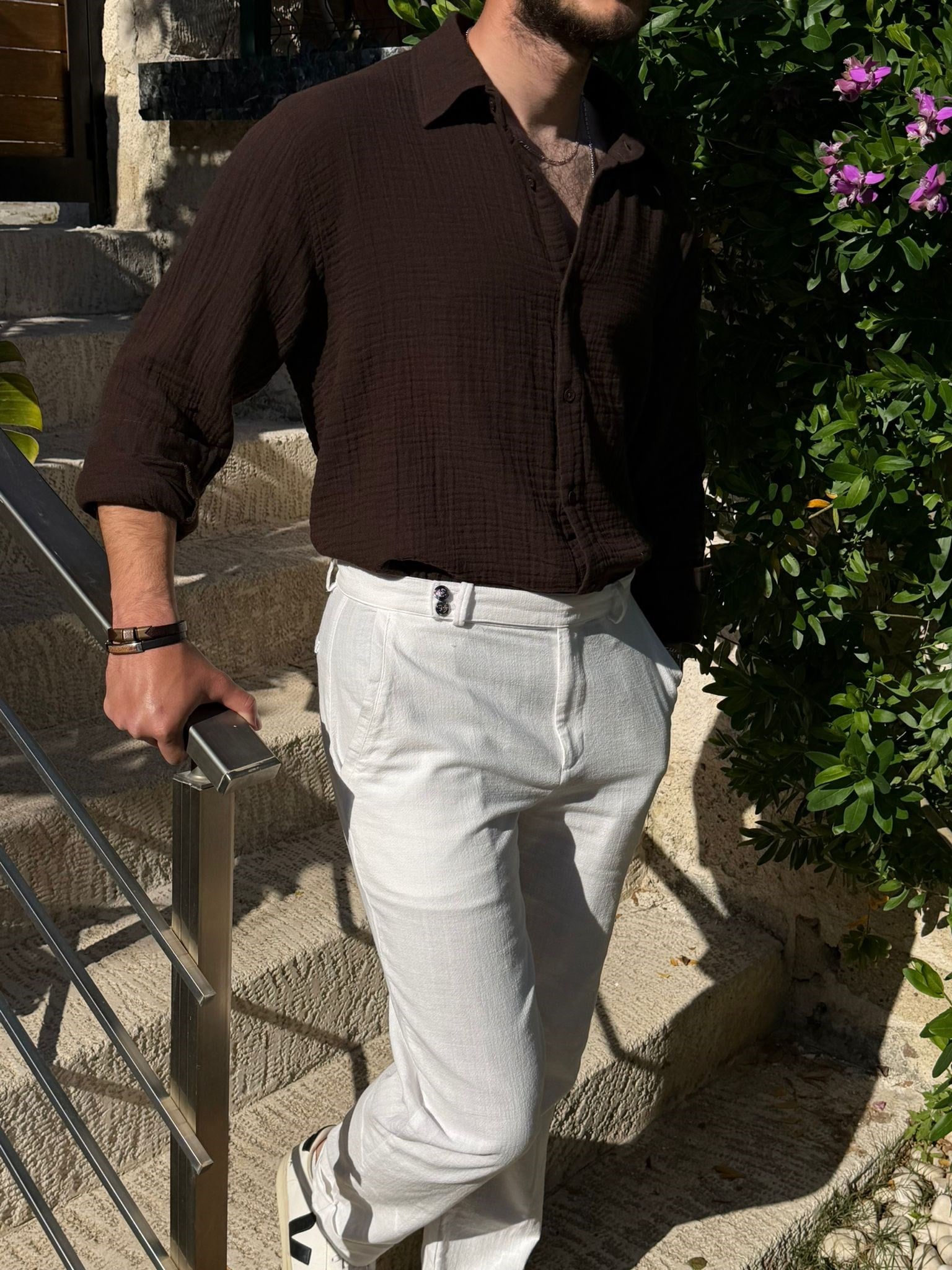 Mikonos Cep Detaylı Basic Müslin Gömlek