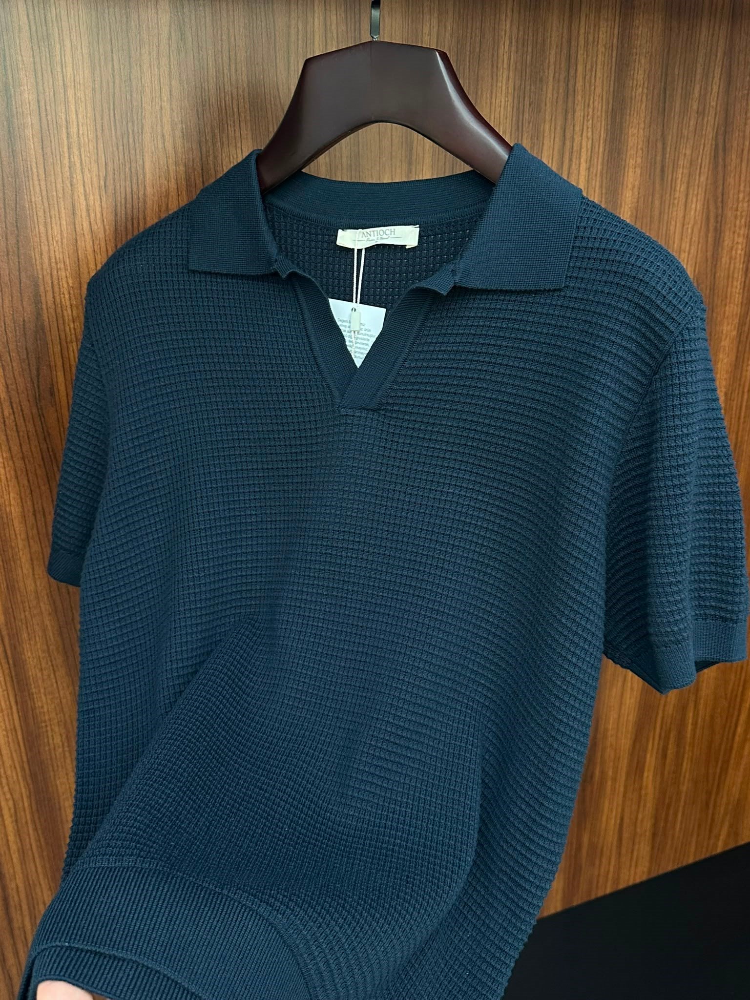 Pirinç Örme Yakalı Triko T-Shirt