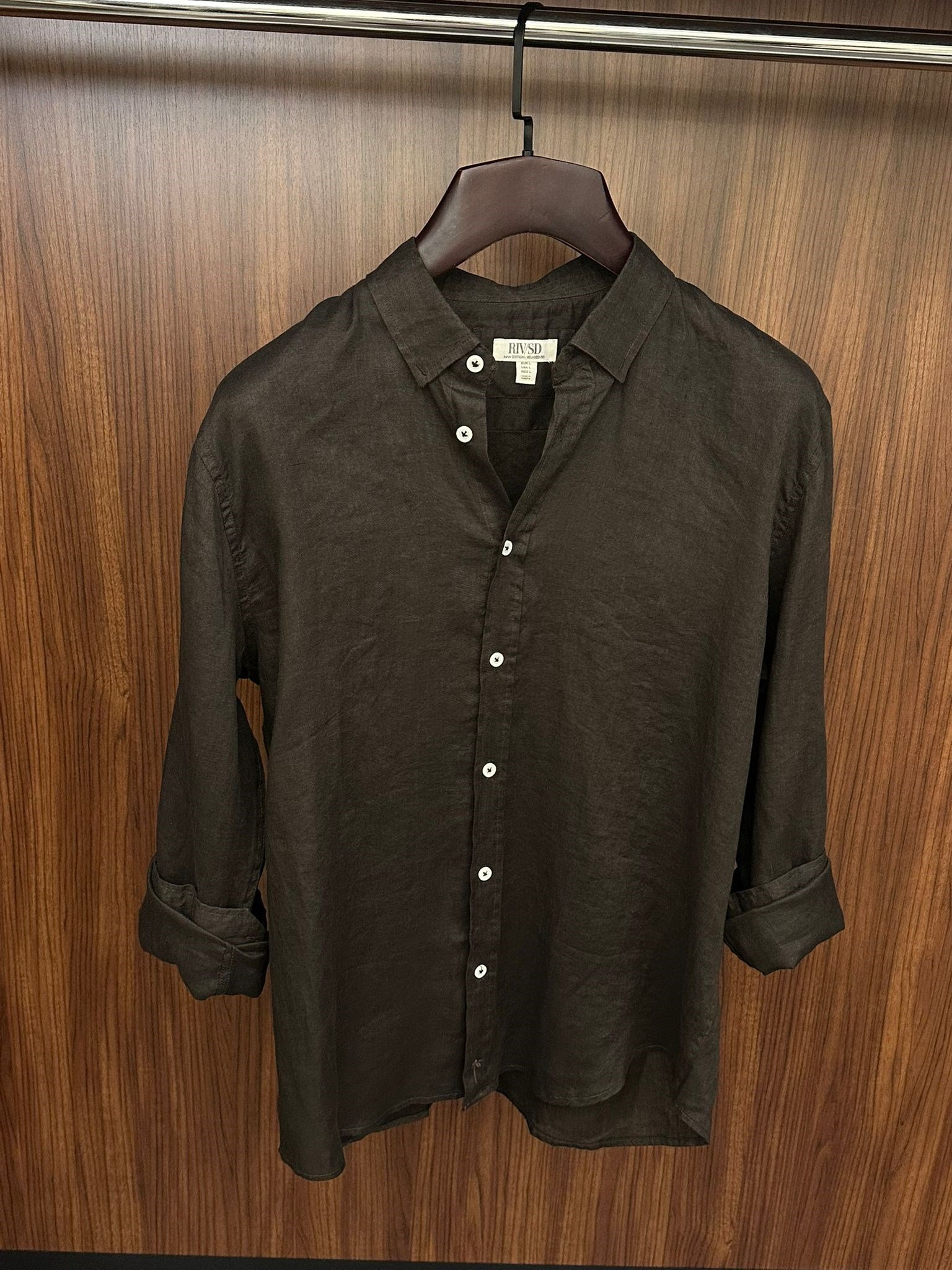 Yakalı Relax Fit Basic %100 Saf Keten Gömlek