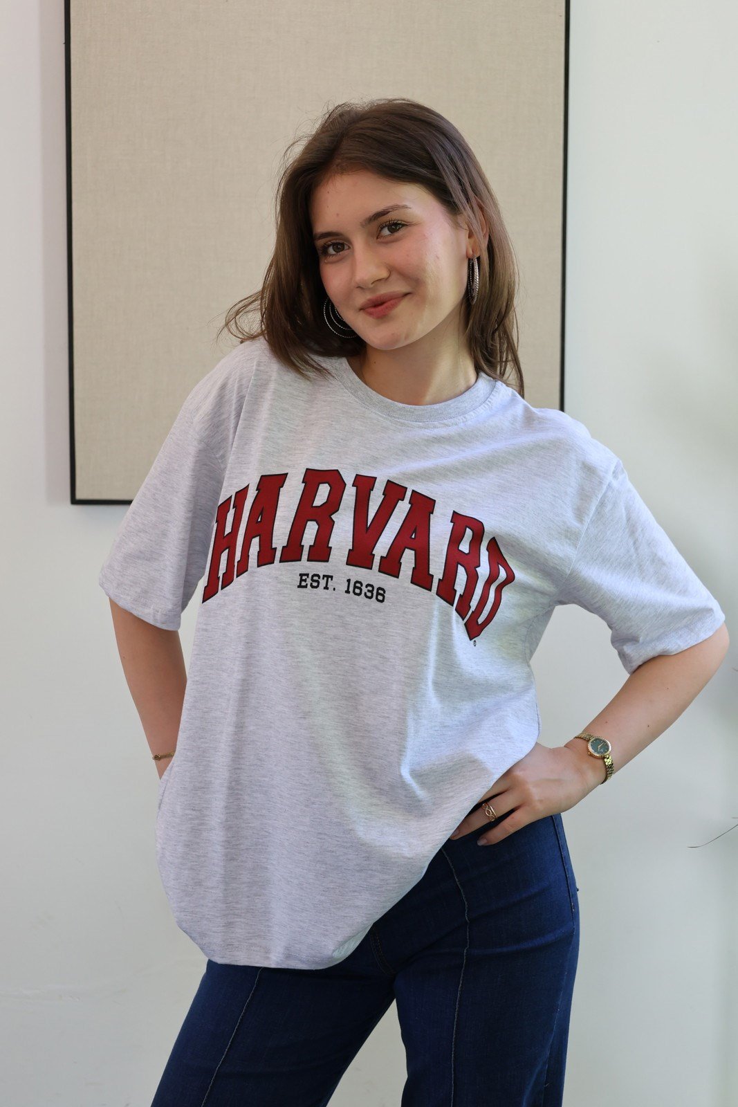 Harvard Baskılı Tshirt