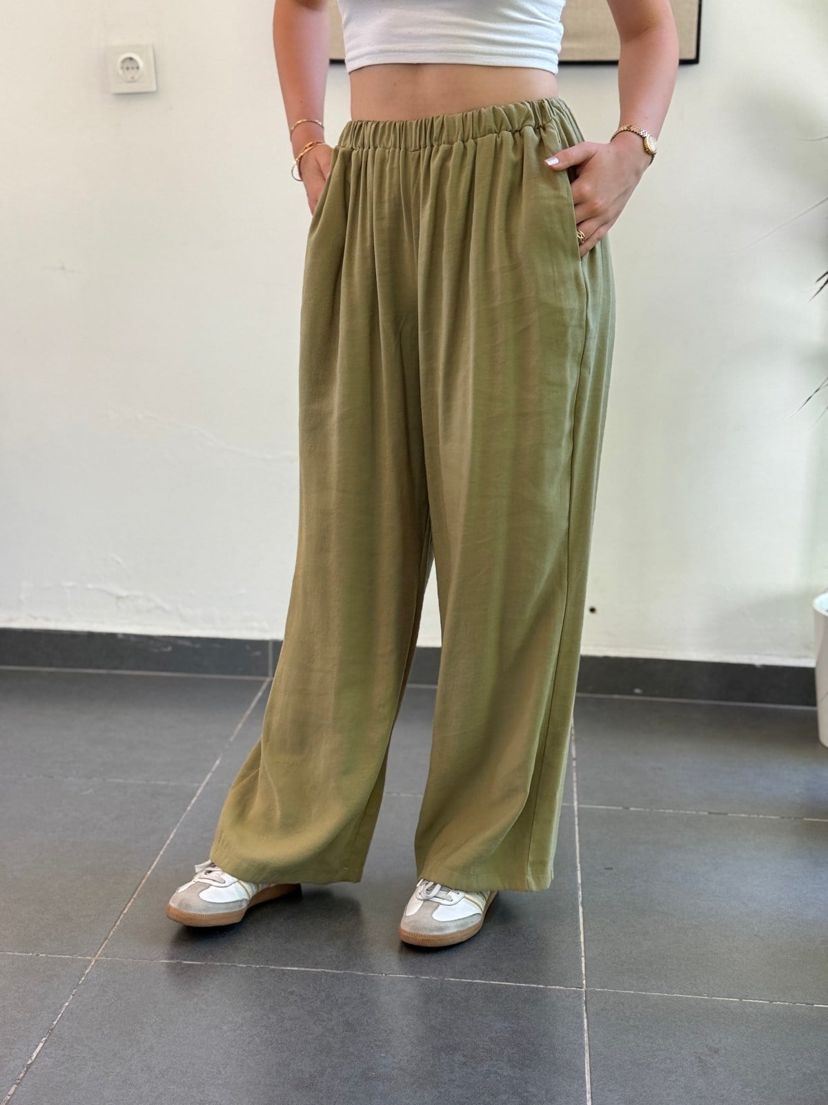 Modal Kumaş Rahat Pantolon - Yeşil