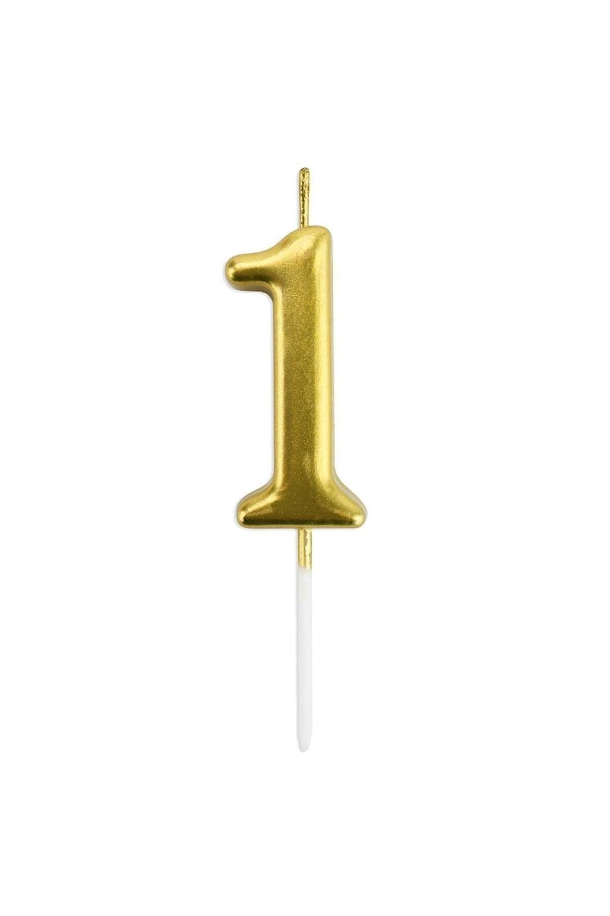 1 Yaş Gold Rakam Mum Altın Renk Doğum Günü Pasta Mumu Sarı Renkli Parlak Parti Mumu