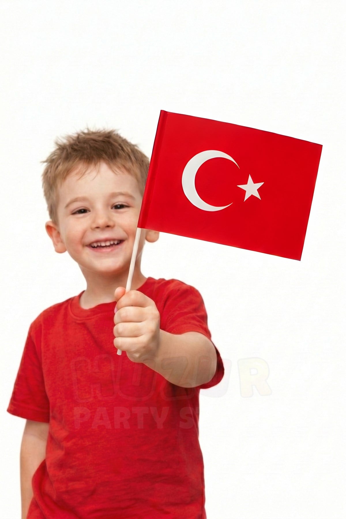 10 Adet Çubuklu Kağıt Türk Bayrağı Çıtalı Sopalı Saplı Ay Yıldız Milli Bayrak Büyük Boy 38x30 Cm