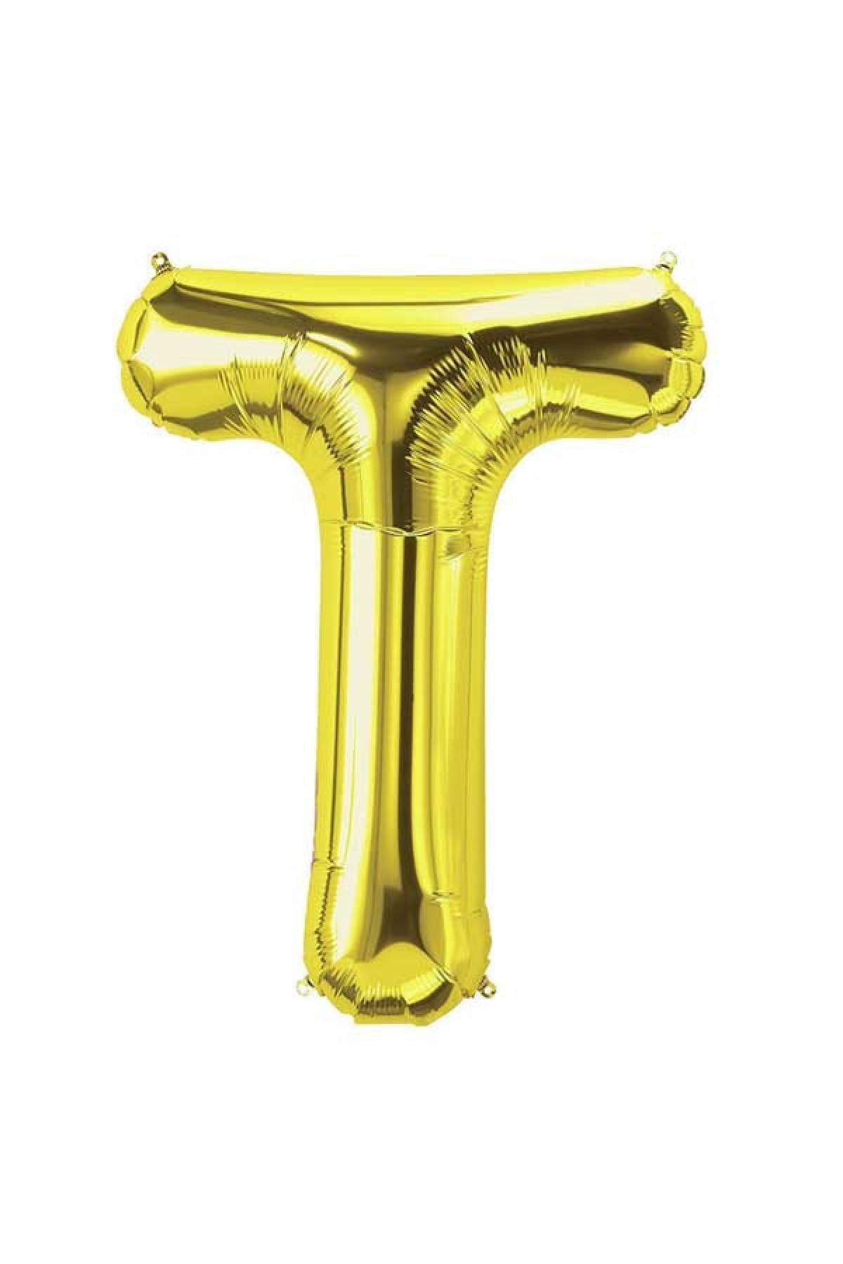 100 cm Gold Büyük Boy Sarı Folyo Balon 40 Inç Altın T Harfi