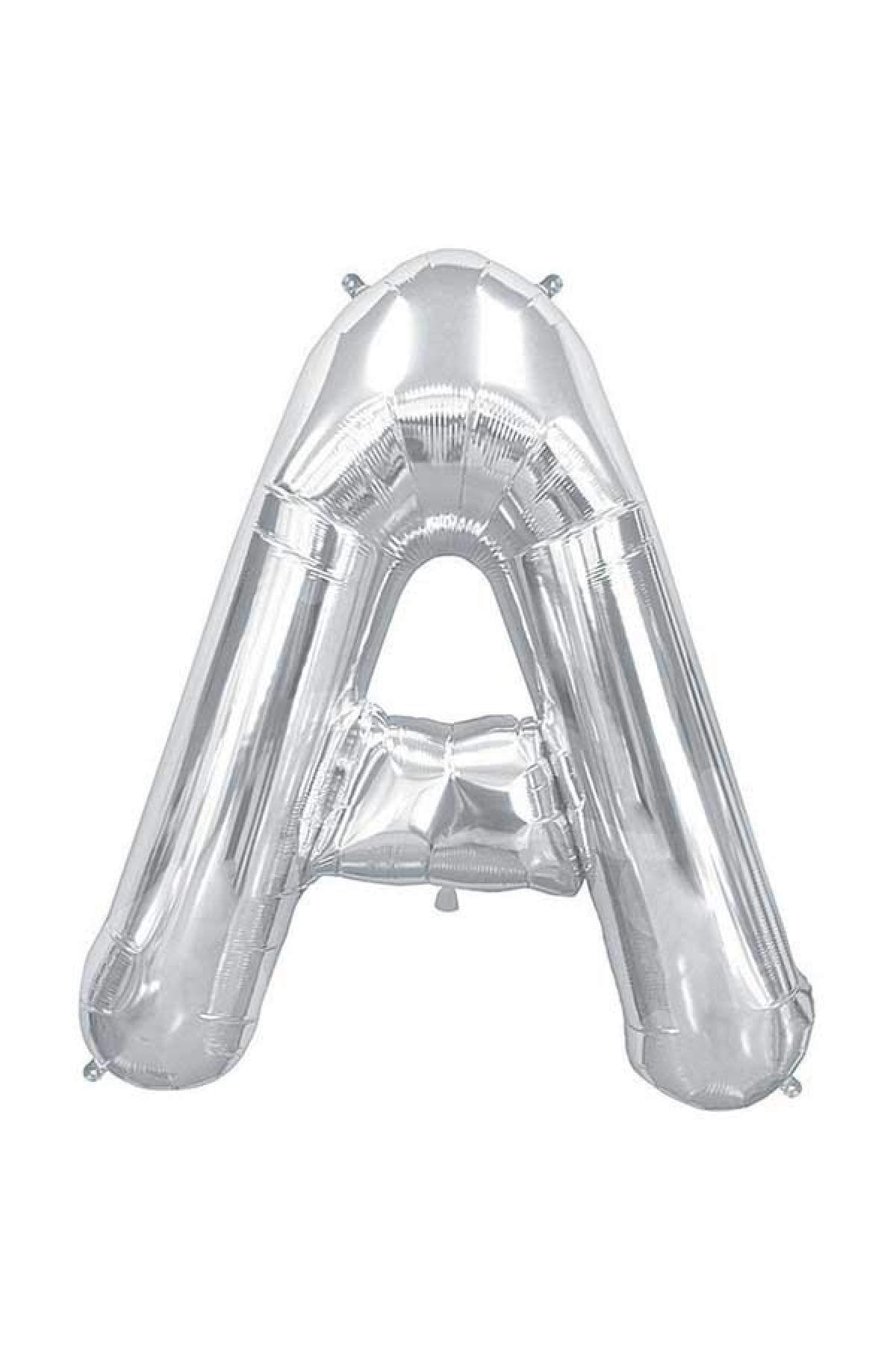 100 Cm Gümüş Büyük Boy Gri Folyo Balon 40 Inç Silver A Harfi