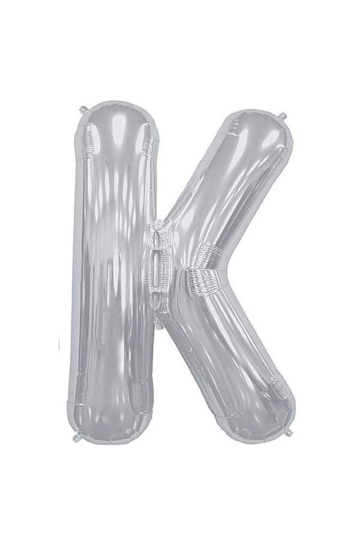 100 Cm Gümüş Büyük Boy Gri Folyo Balon 40 Inç Silver K Harfi