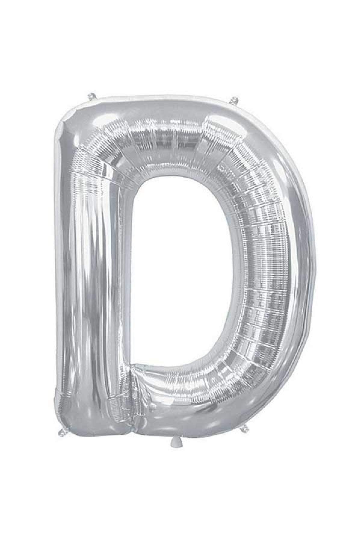 100 Cm Gümüş Büyük Boy Gri Folyo Balon 40 Inç Silver D Harfi