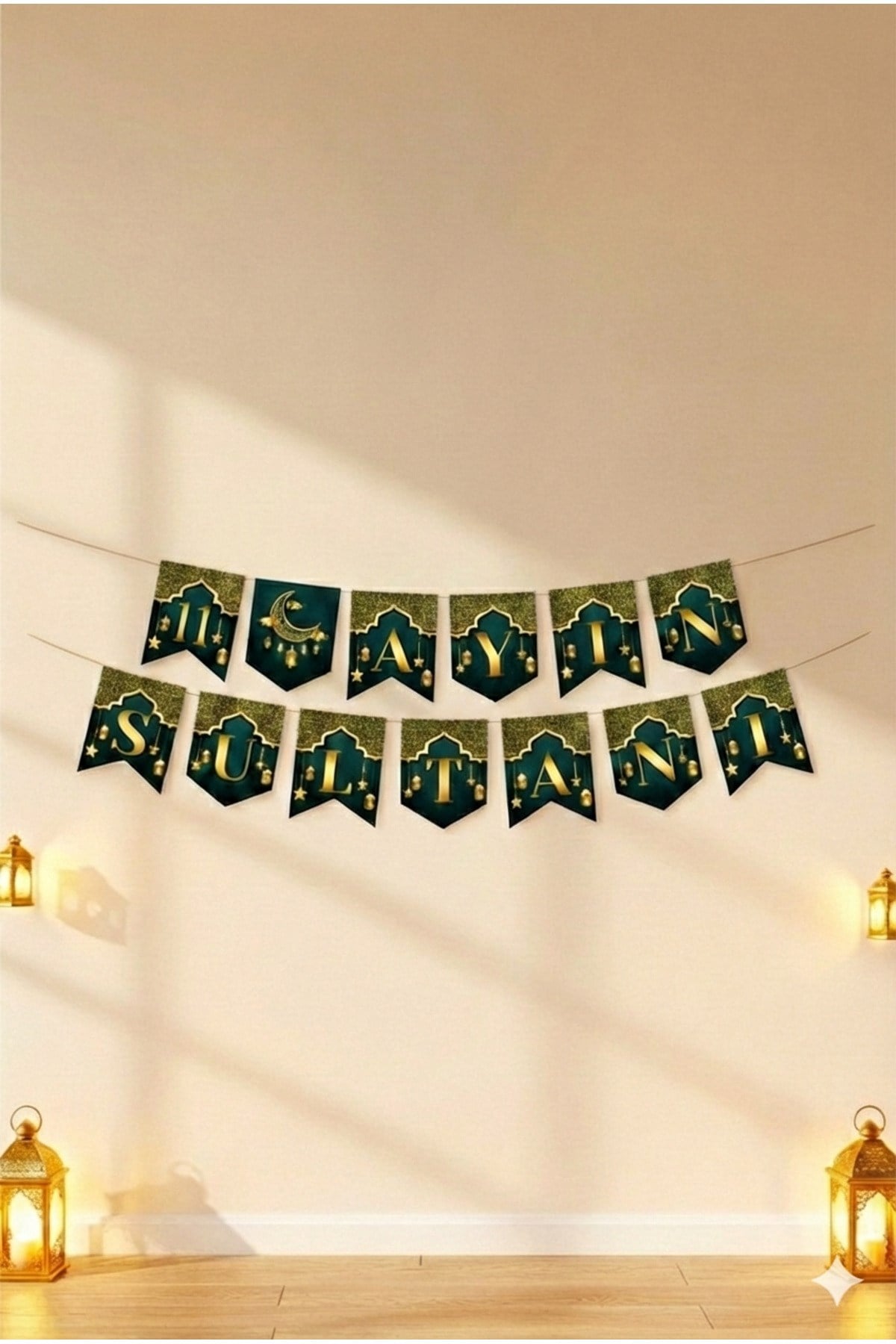 11 Ayın Sultanı Yazılı Zikzak Banner Yazı 2 Metre Hoşgeldin Ramazan Bayramı Temalı Dini Süsü