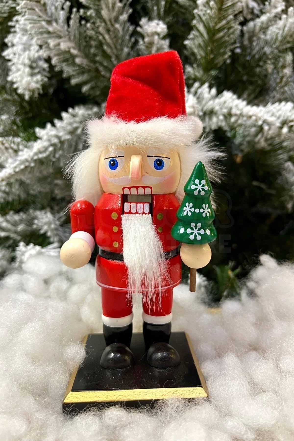 16 Cm Noel Baba Fındıkkıran Şapka Çam Ağacı Ekipman Detaylı Nutcracker Yılbaşı Yeni Yıl Dekoru