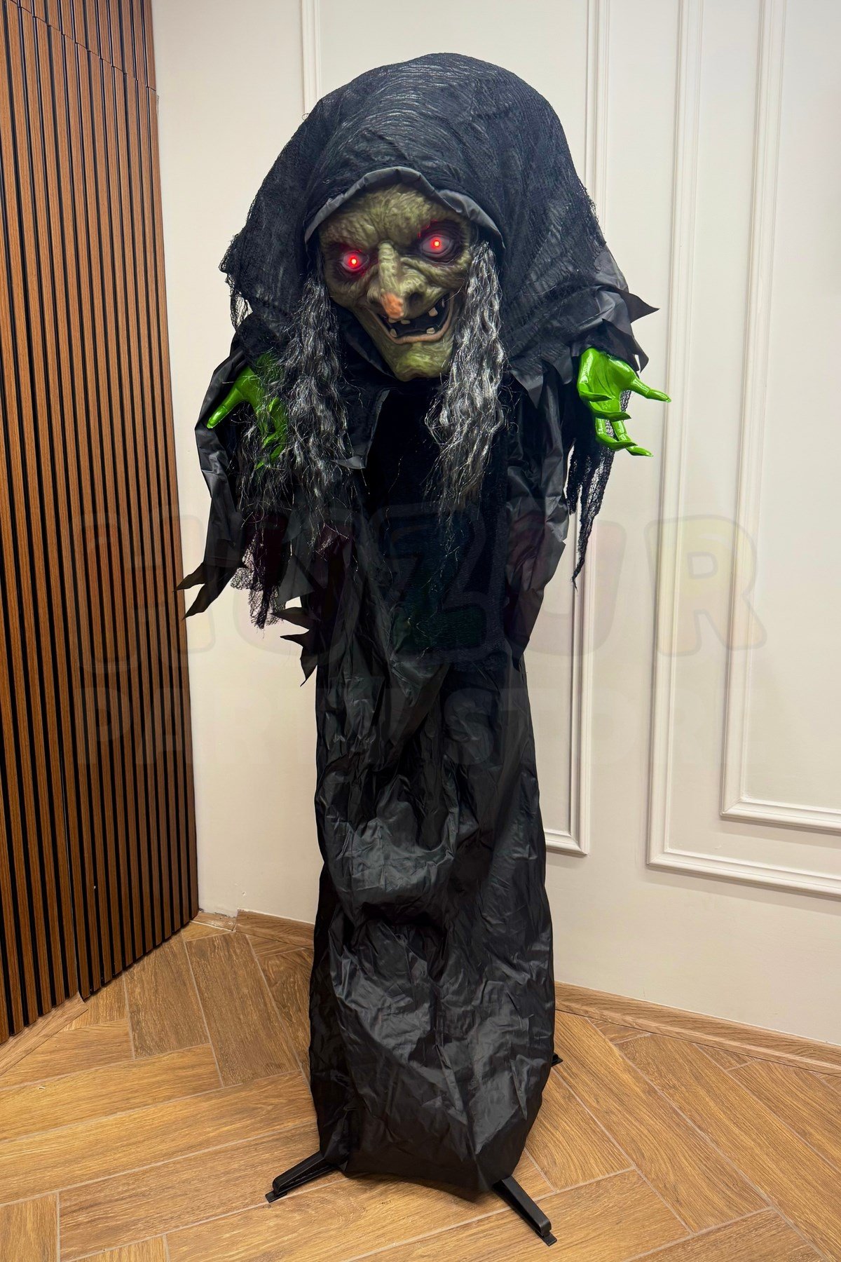 180 Cm Konuşan Işıklı Dev Cadı Dekor Sese ve Harekete Duyarlı Halloween Partisi Cadılar Bayramı