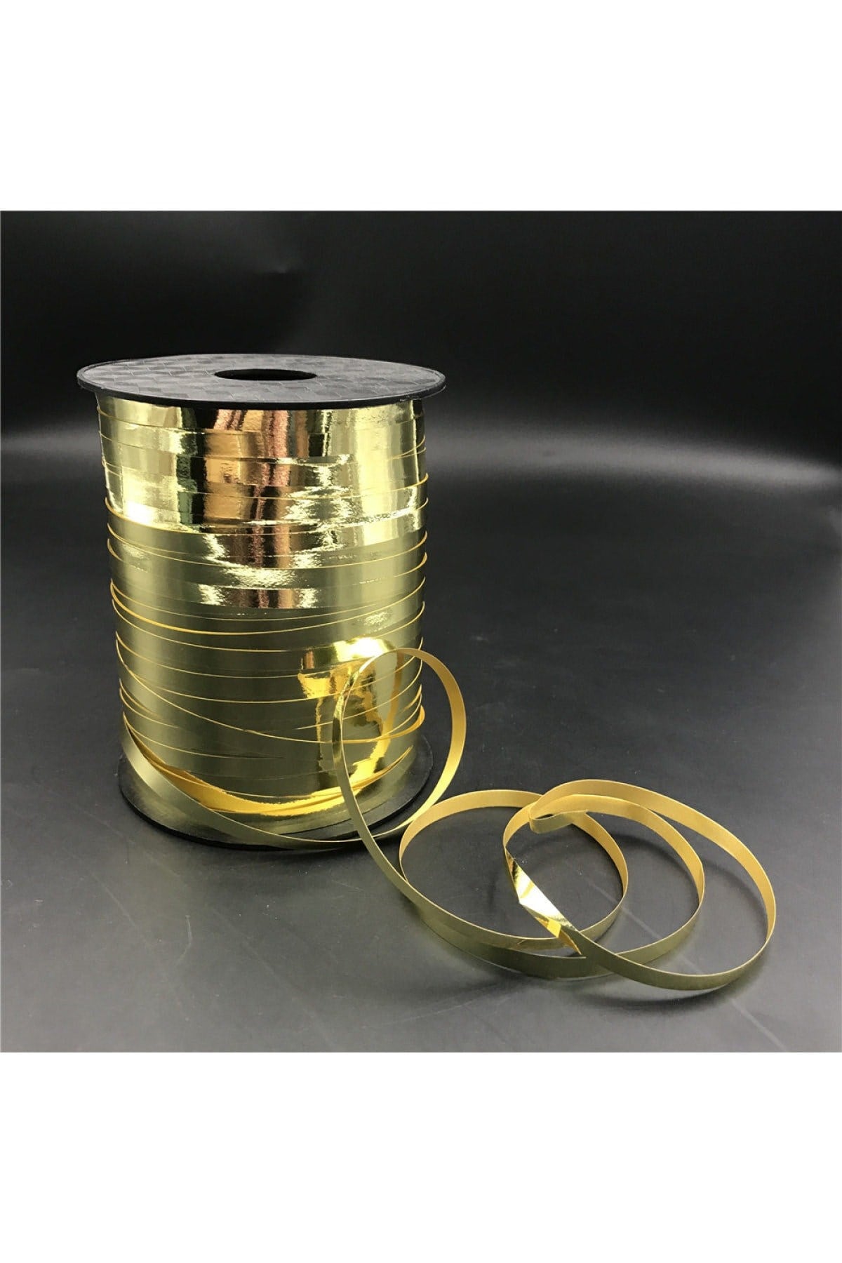 200 Metre Parlak Gold Renkli Metalik Şerit Altın Rafya 8mm Balon Ipi Plastik Balon Süsleme Kurdelesi