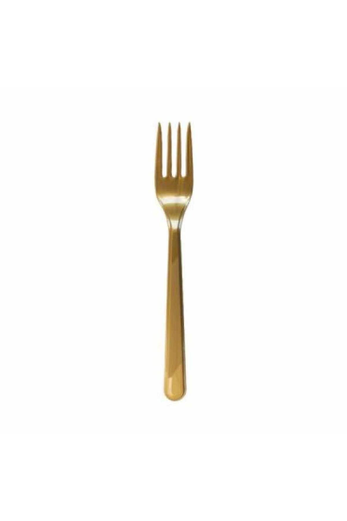 25 Adet Gold Renkli Çatal Sert Dayanaklı Plastik Lüks Kullan At Altın Sarısı Doğum Günü Parti Çatalı