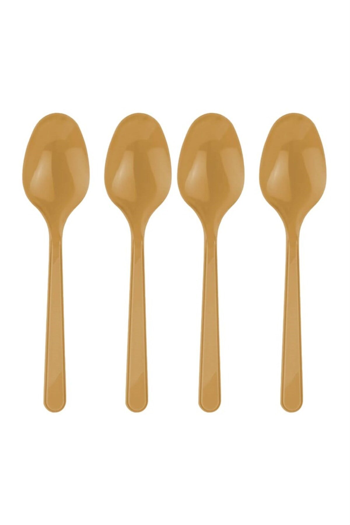 25 Adet Gold Renkli Kaşık Sert Dayanaklı Plastik Lüks Kullan At Altın Sarısı Doğum Günü Parti Kaşığı