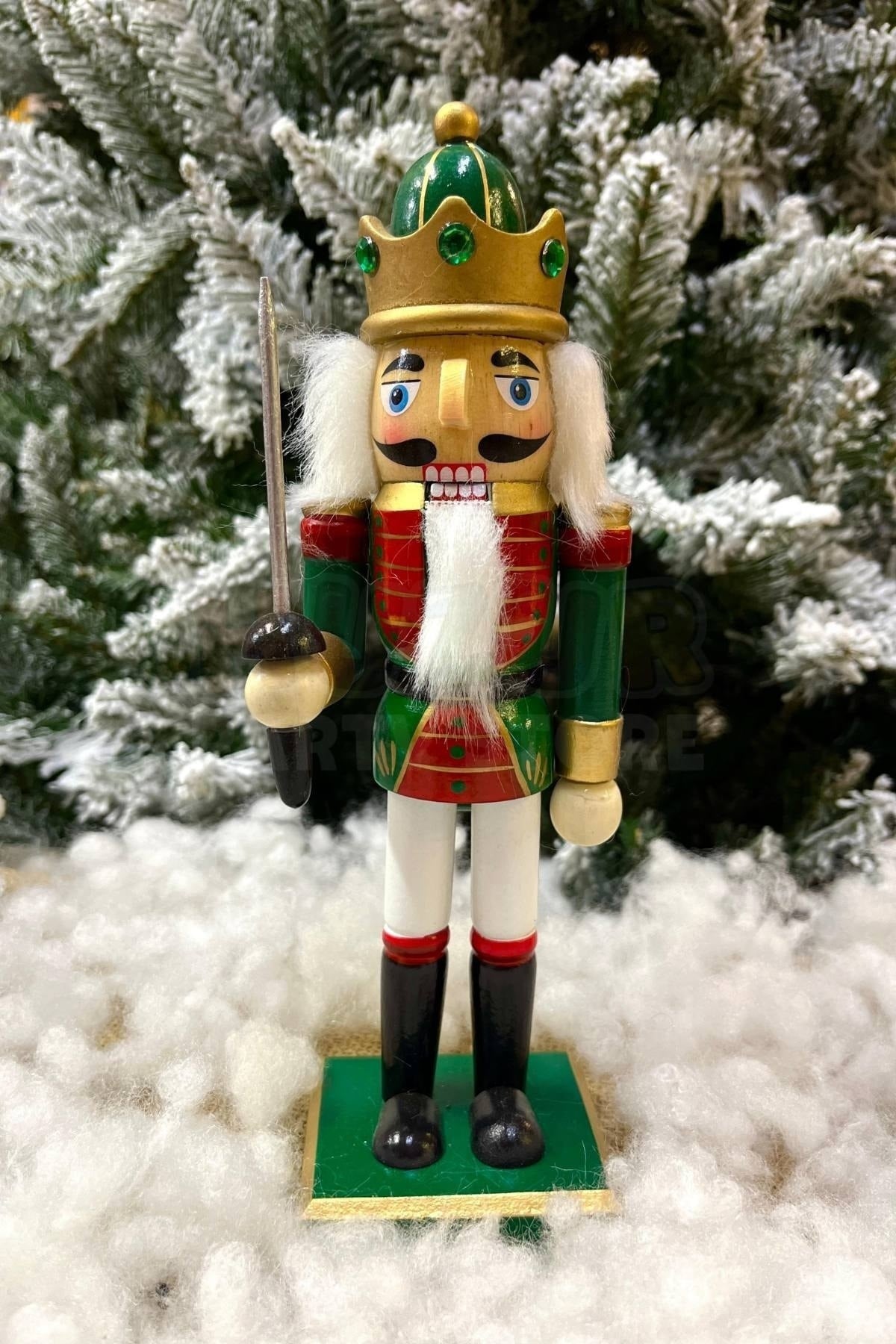 25 Cm Kılıçlı Fındıkkıran Yeşil Kırmızı Renkli Kurşun Asker Nutcracker Yılbaşı Yeni Yıl Dekoru