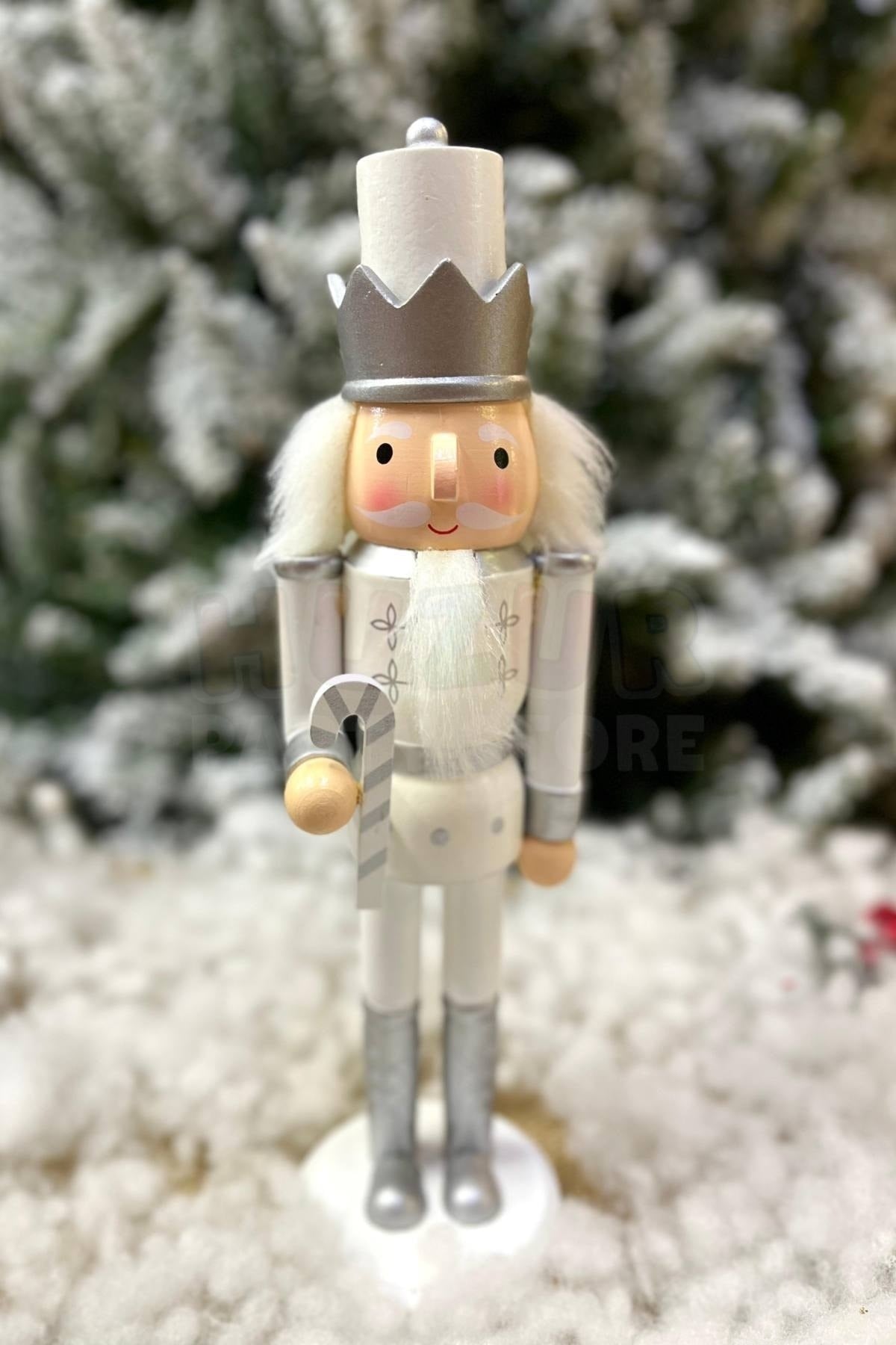 30 Cm Şekerli Fındıkkıran Gümüş Gri Beyaz Renkli Kurşun Asker Nutcracker Yılbaşı Yeni Yıl Dekoru