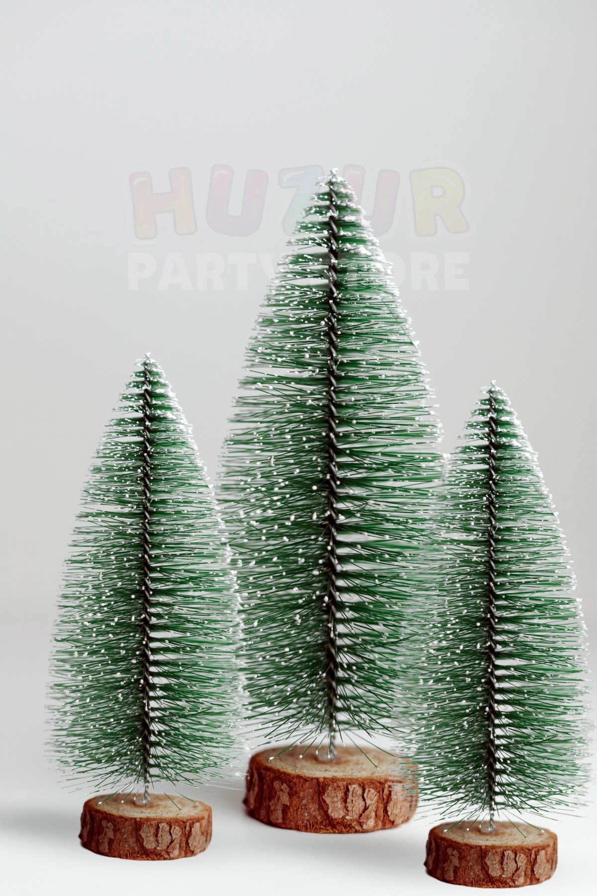 3lü Set Nevada Ağaç 10-10-15 cm Mini Masa Üzeri Yılbaşı Çam Ağacı Hediyelik Karlı Yılbaşı Hediyesi