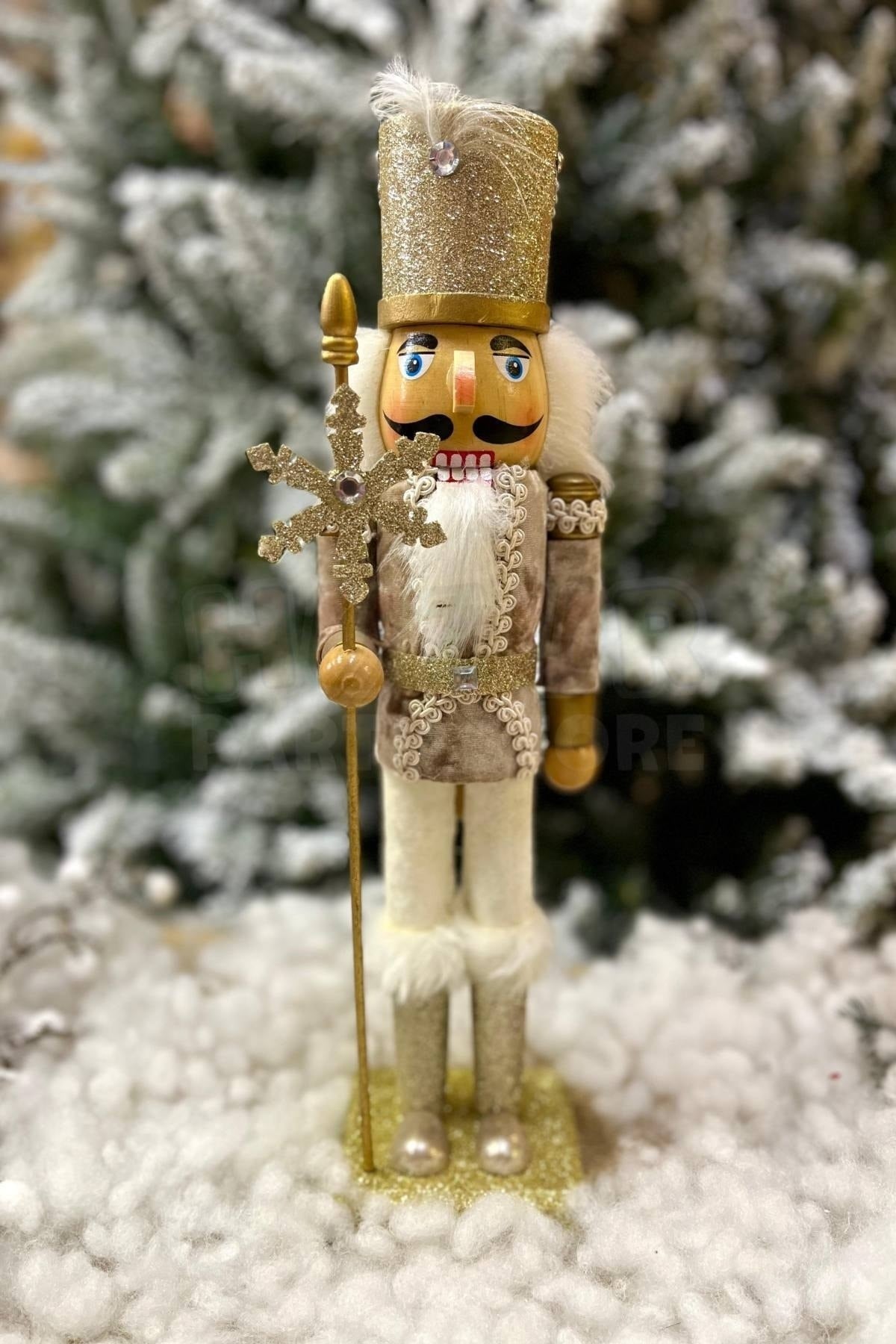 40 Cm Fındıkkıran Kutup Yıldızı Mızraklı Gold Renkli Kurşun Asker Nutcracker Yılbaşı Yeni Yıl Dekoru