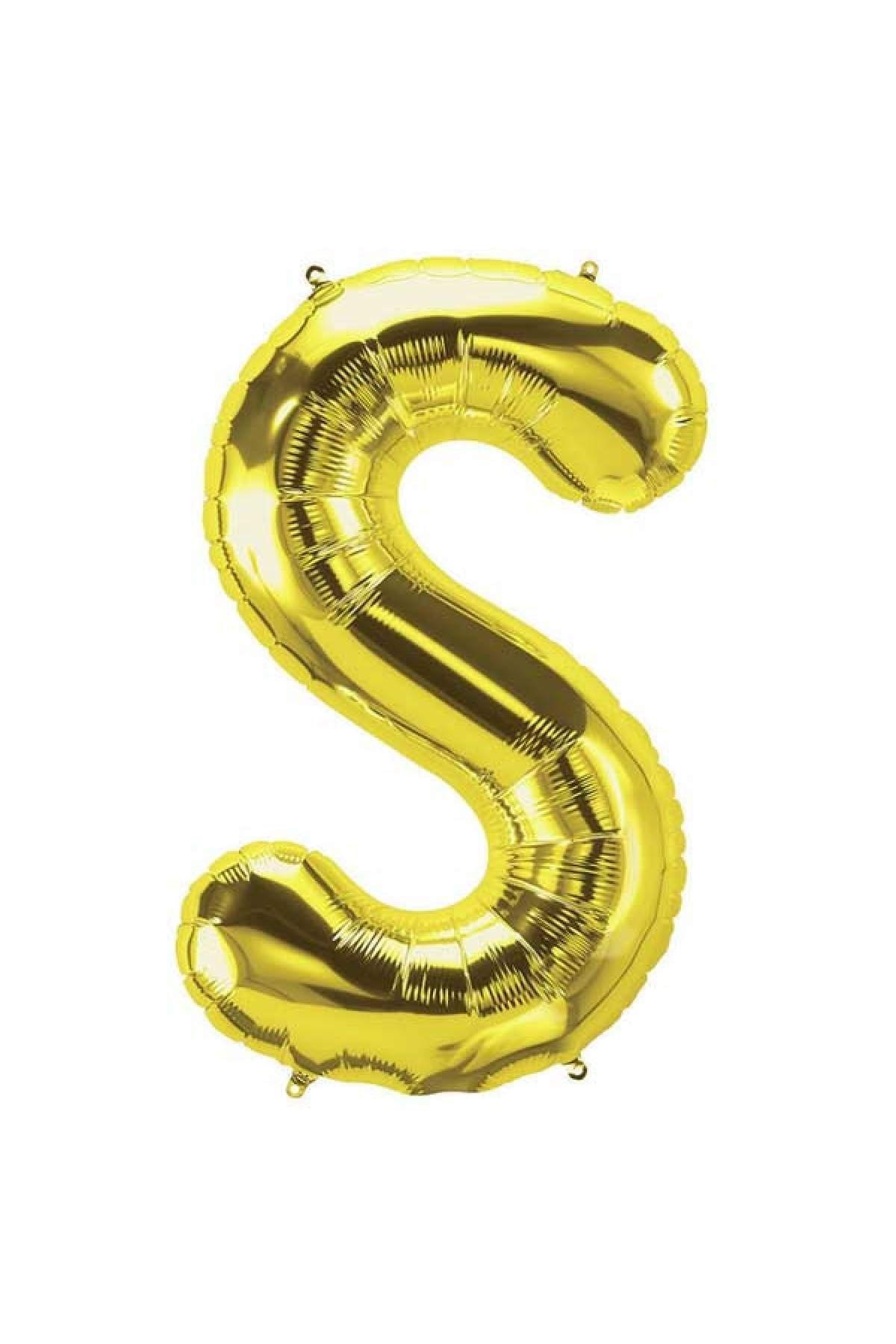 40 Cm Gold Küçük Boy Sarı Folyo Balon 16 Inç Altın S Harfi