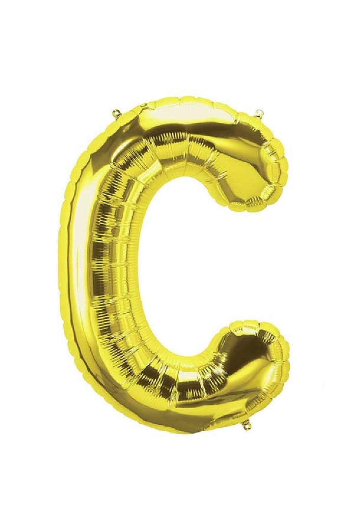 40 Cm Gold Küçük Boy Sarı Folyo Balon 16 Inç Altın C Harfi
