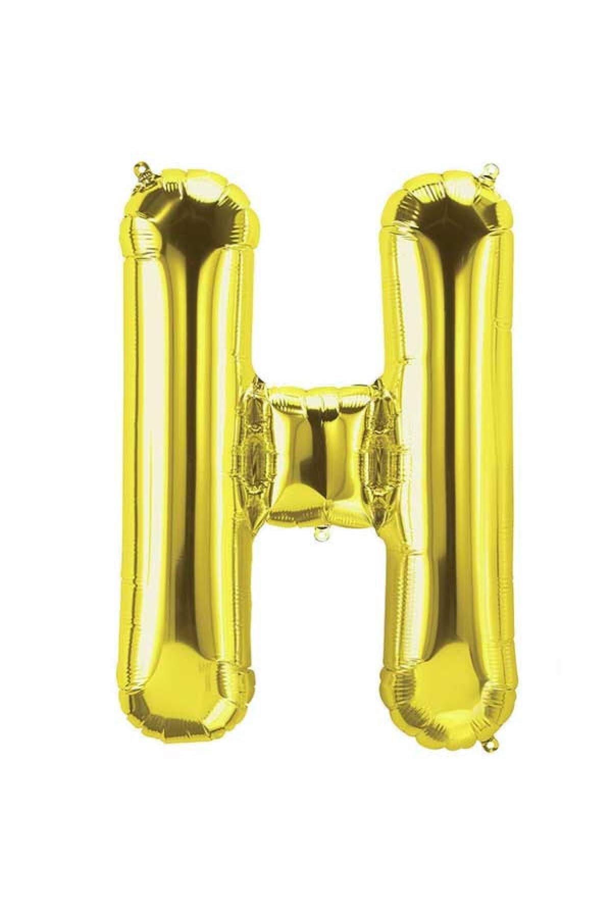 40 Cm Gold Küçük Boy Sarı Folyo Balon 16 Inç Altın H Harfi