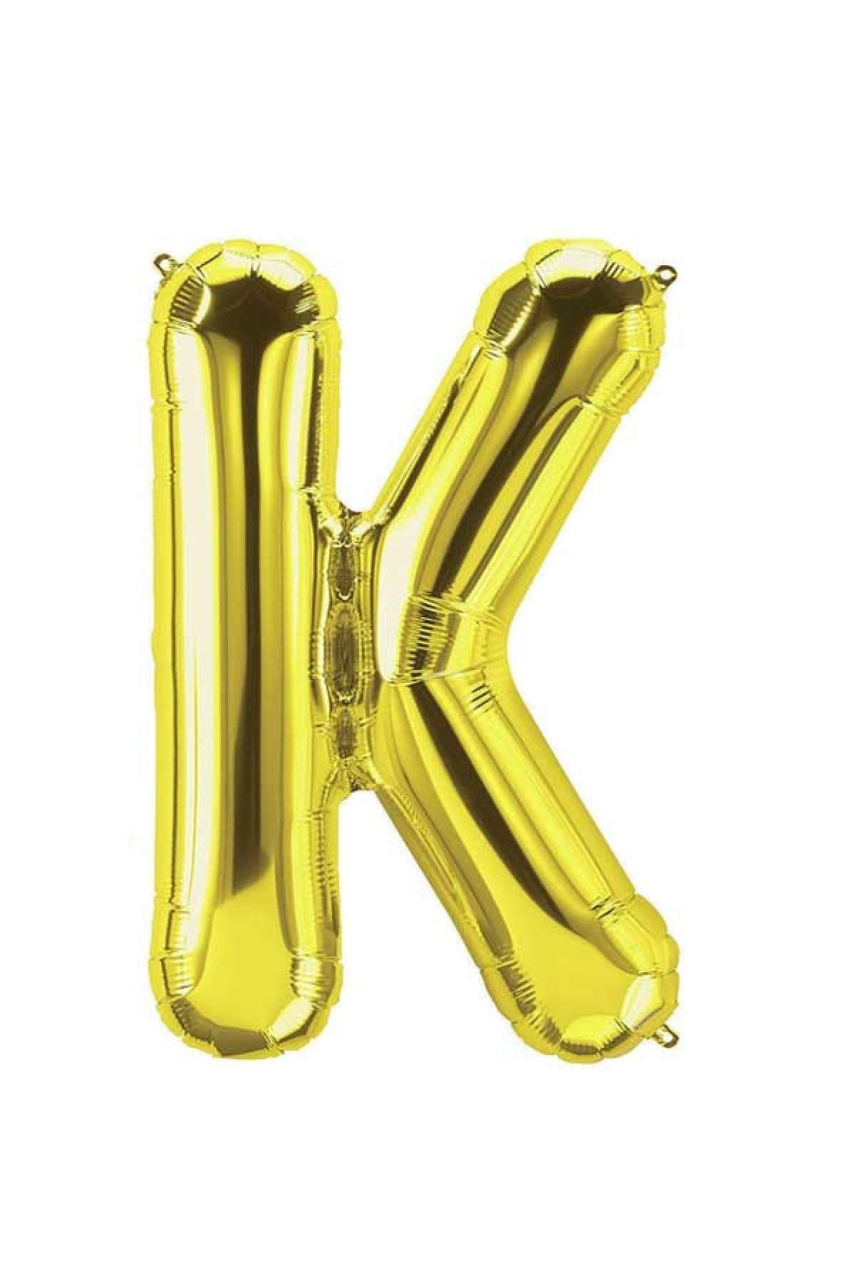 40 Cm Gold Küçük Boy Sarı Folyo Balon 16 Inç Altın K Harfi