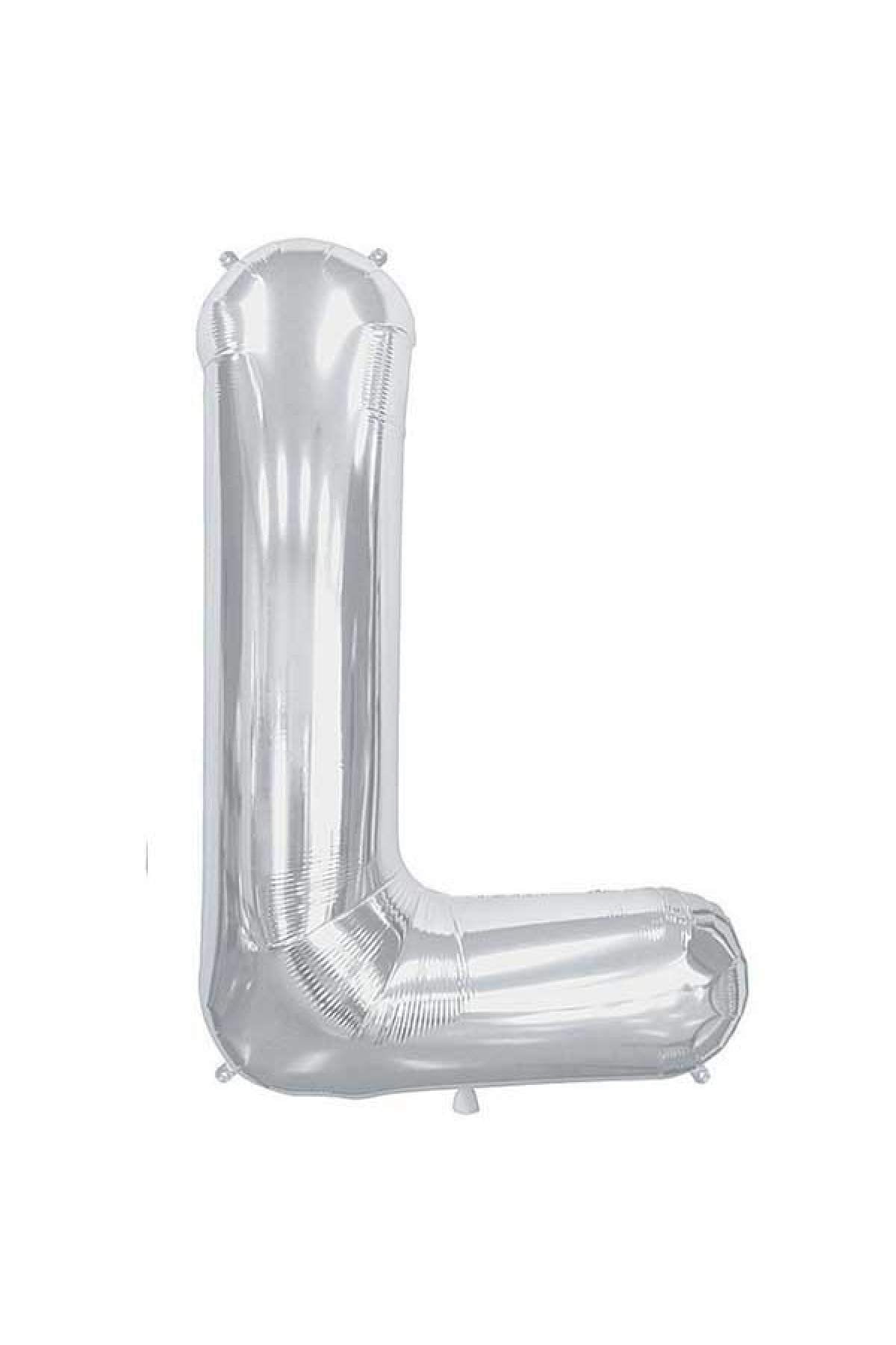 40 Cm Gümüş Küçük Boy Gri Folyo Balon 16 Inç Silver L Harfi
