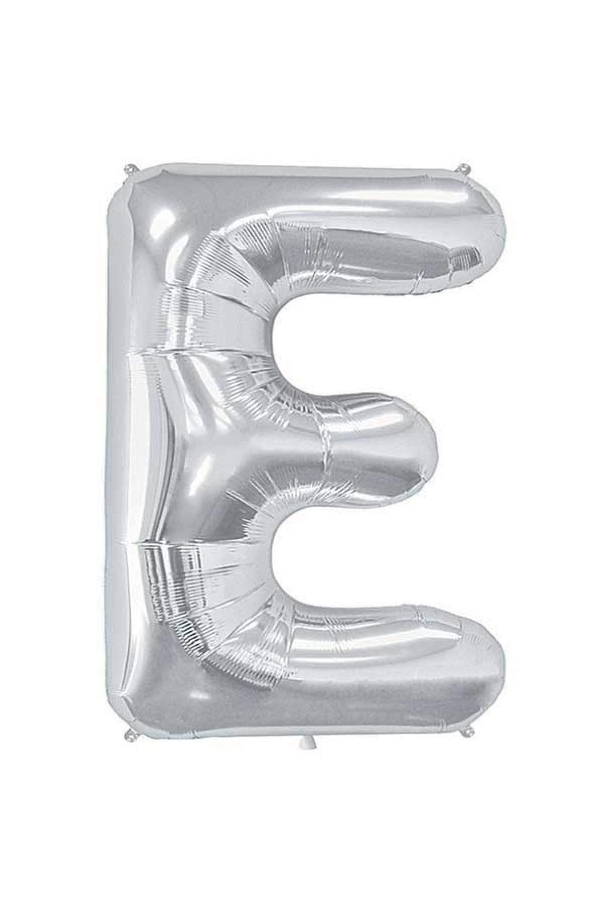 40 Cm Gümüş Küçük Boy Gri Folyo Balon 16 Inç Silver E Harfi
