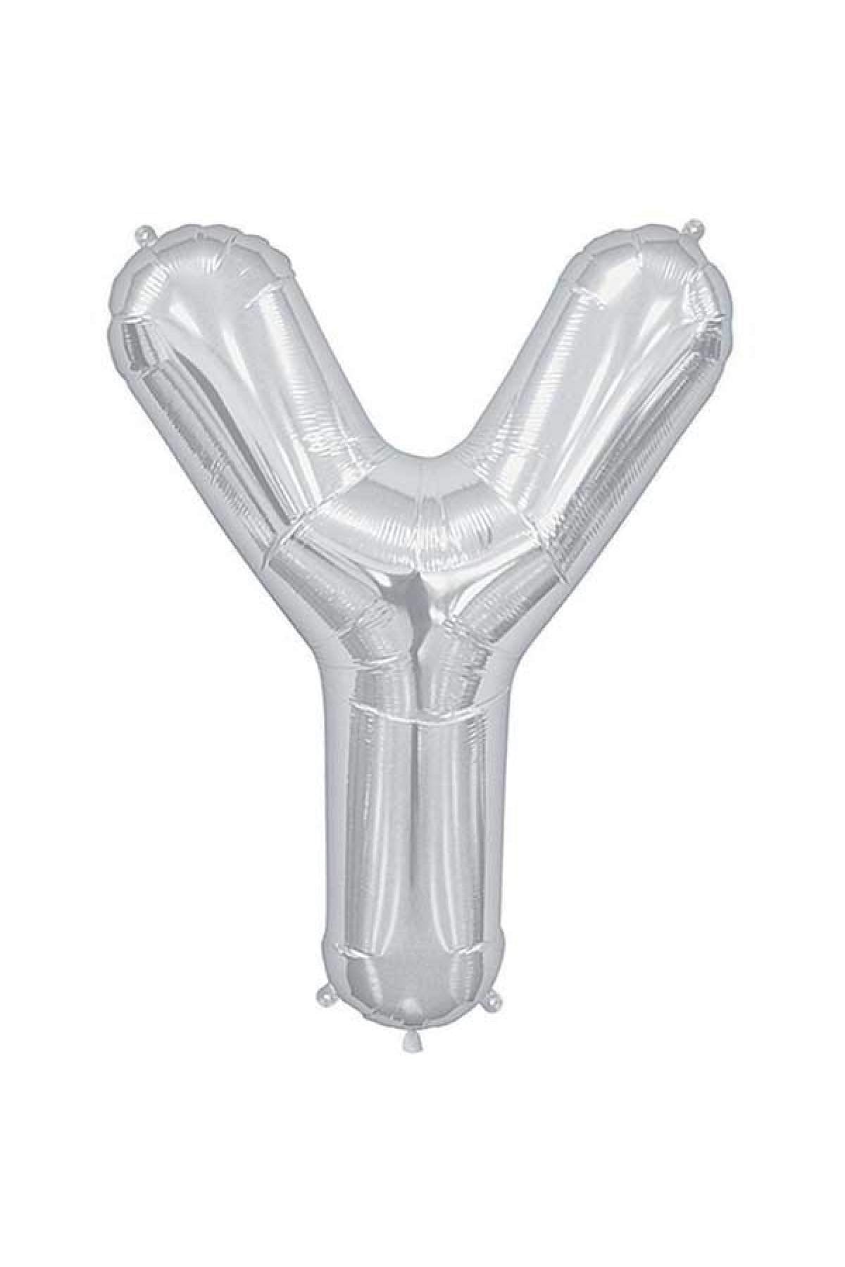 40 Cm Gümüş Küçük Boy Gri Folyo Balon 16 Inç Silver Y Harfi