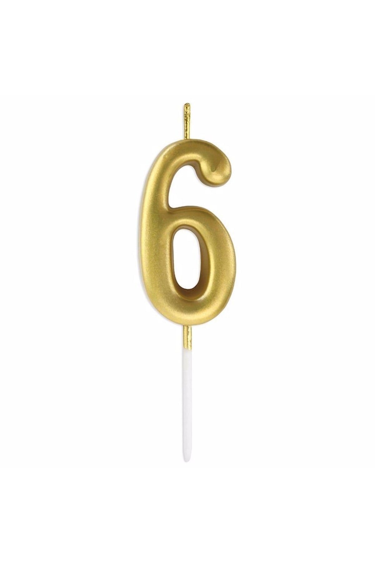 6 Yaş Gold Rakam Mum Altın Renk Doğum Günü Pasta Mumu Sarı Renkli Parlak Parti Mumu