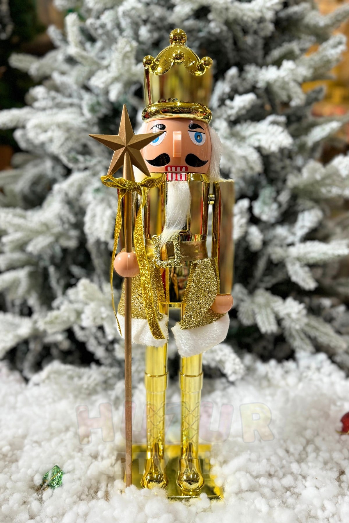 60 Cm Fındıkkıran Metalik Gold Renkli Kurşun Asker El Yapımı Yılbaşı Süsü Ağzı Açılıp Kapanabilen