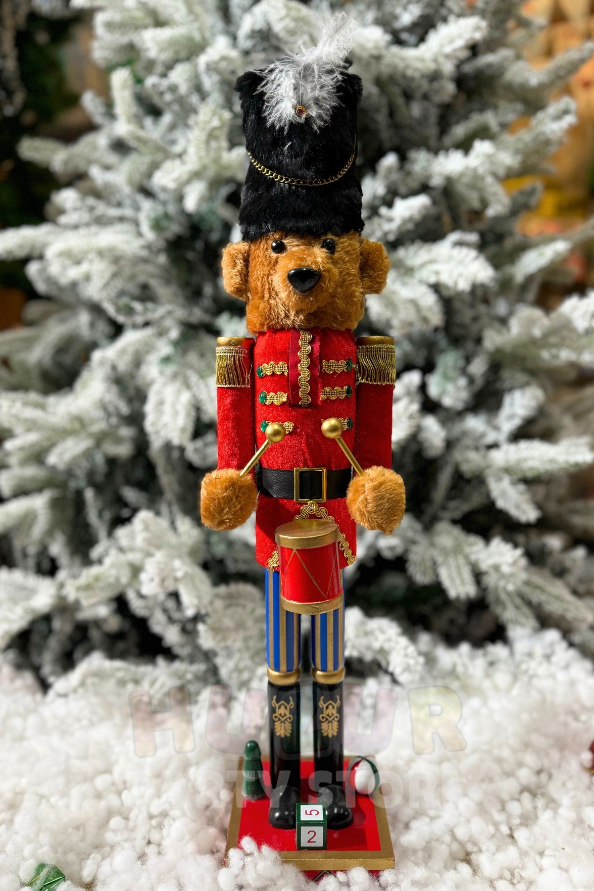 60 Cm Fındıkkıran Teddy Bear Ayıcık Kurşun Asker El Yapımı Yılbaşı Süsü Ağzı Açılıp Kapanabilen